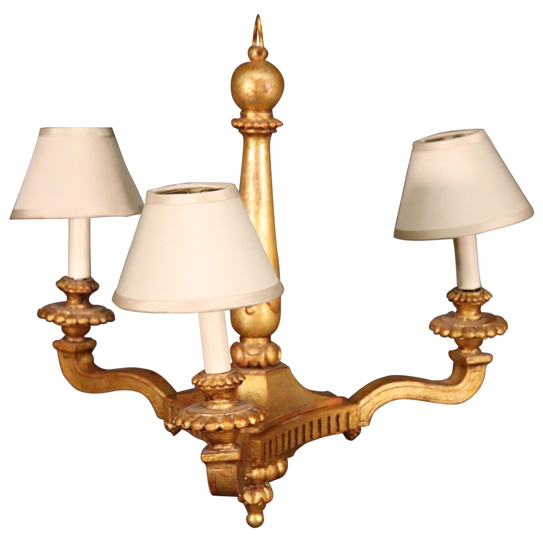 Gilded 3-Arm French Louis XV Style Chandelier