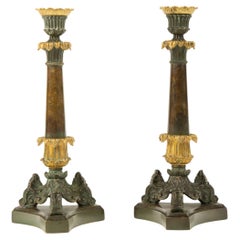 Gilded Acanthus: Pair of 19th Century French Bronze Candlesticks