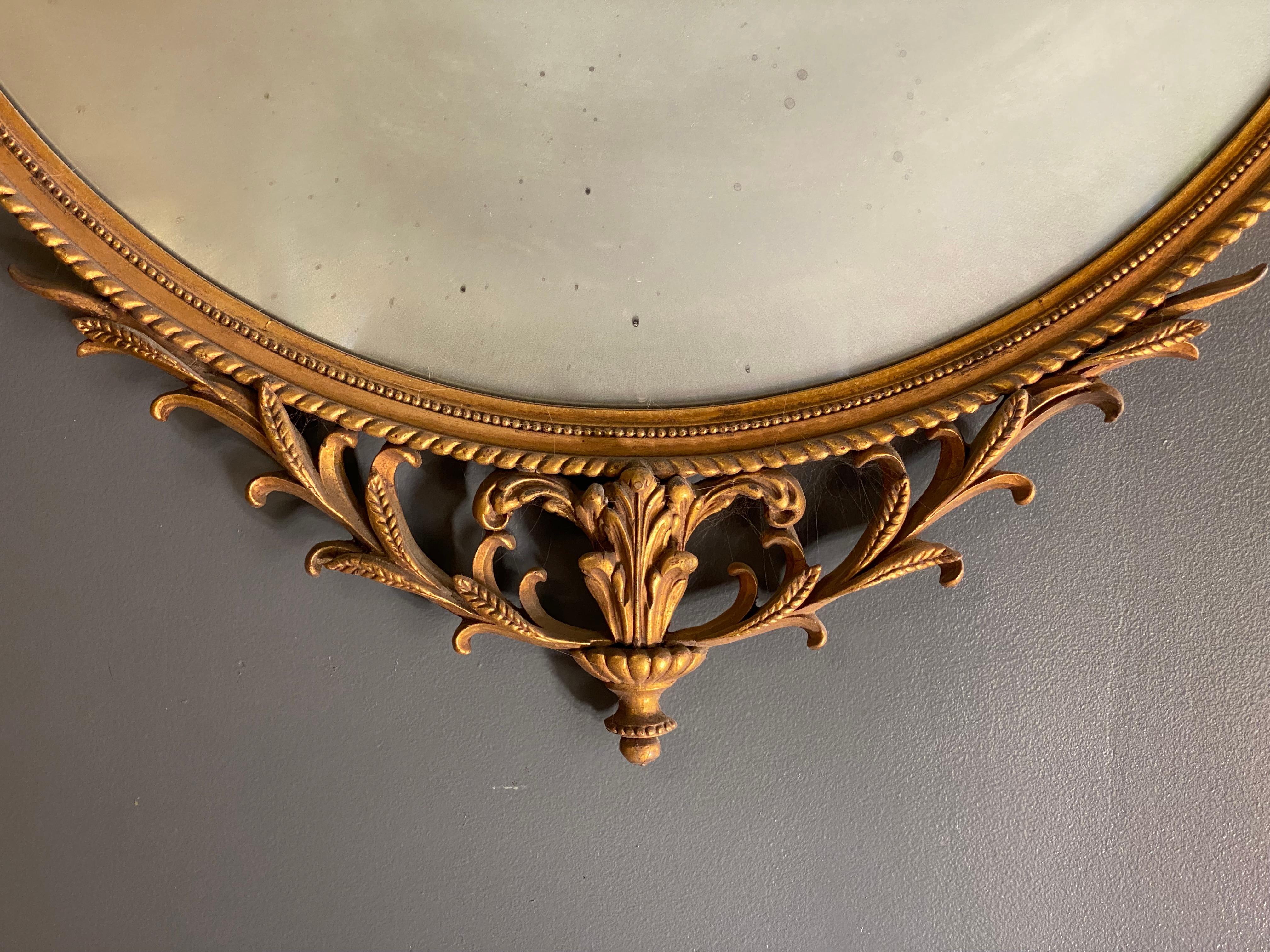 Gilded 1930s Adams Style Floral and Scroll Mirror 3