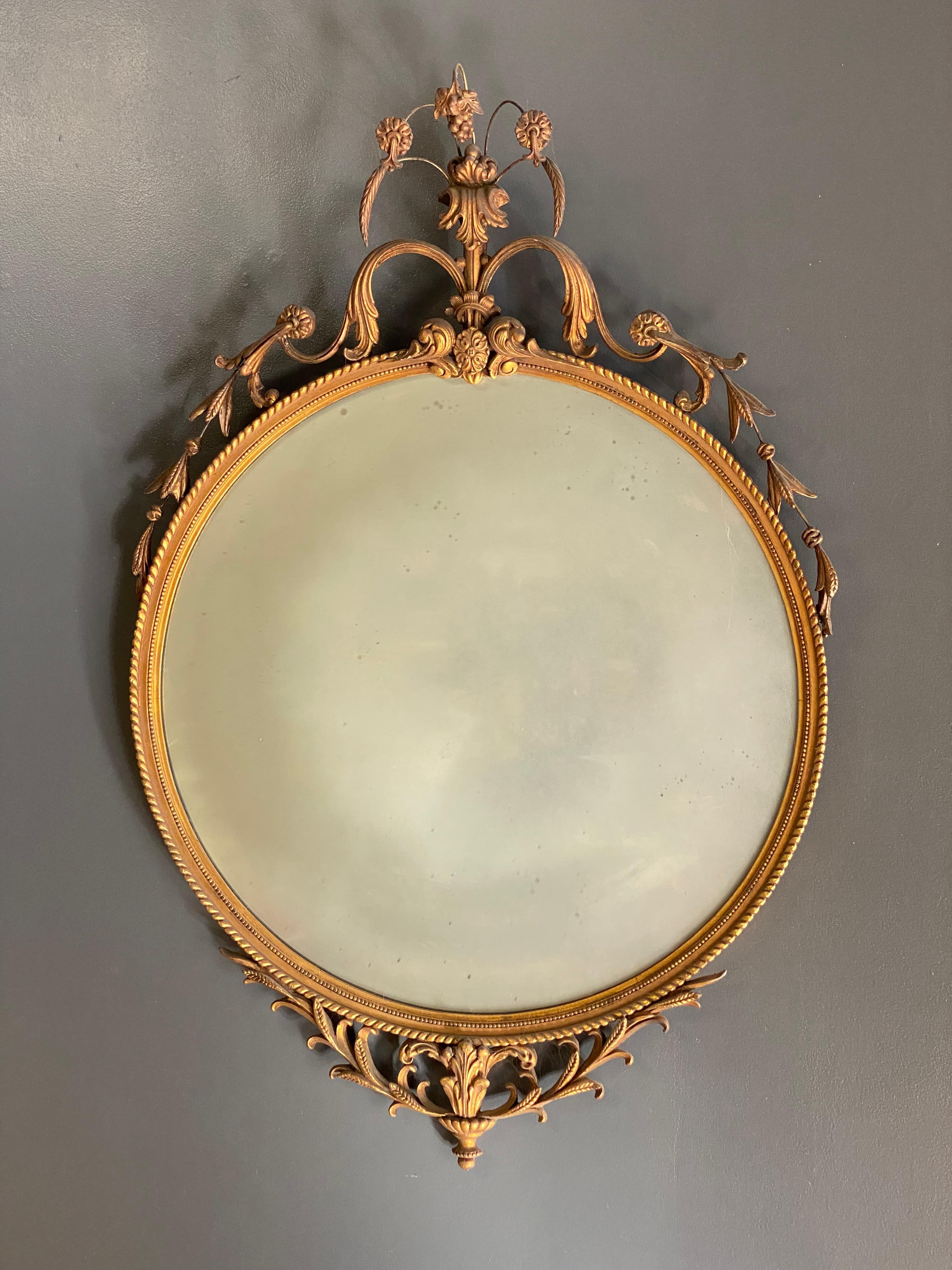 Gilded 1930s Adams Style Floral and Scroll Mirror 8