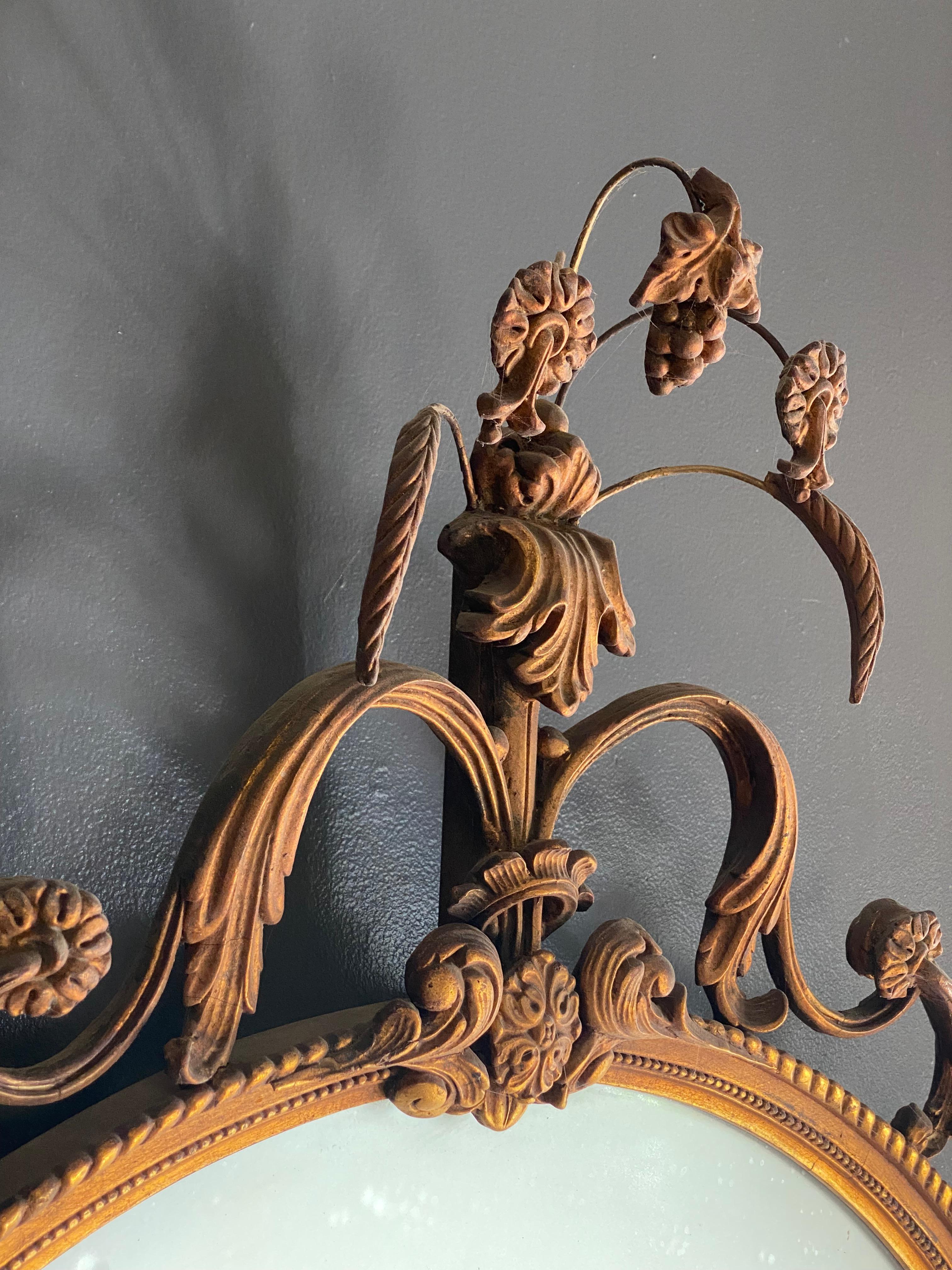 Gilded 1930s Adams Style Floral and Scroll Mirror In Good Condition In Garnerville, NY