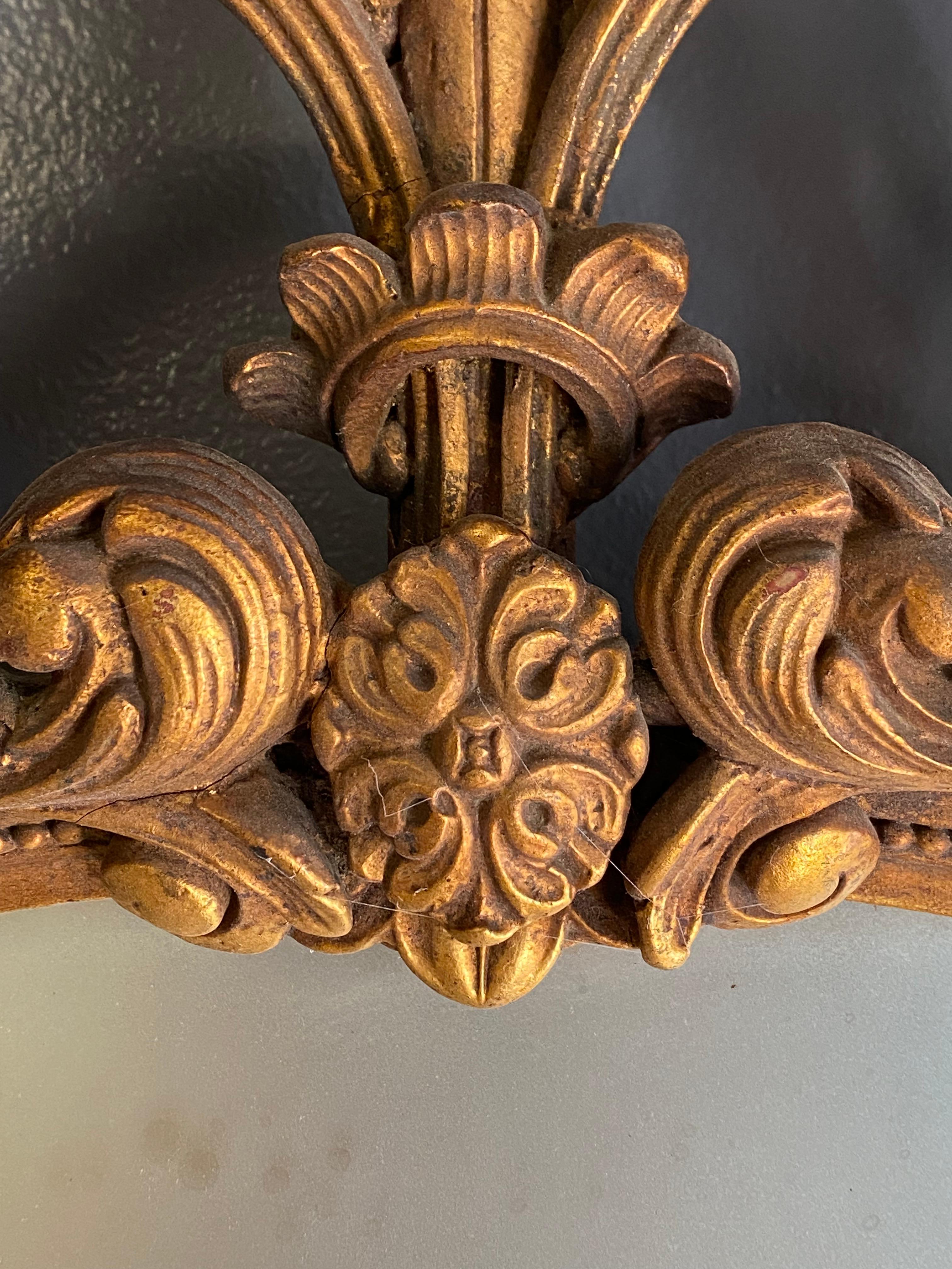 Gesso Gilded 1930s Adams Style Floral and Scroll Mirror