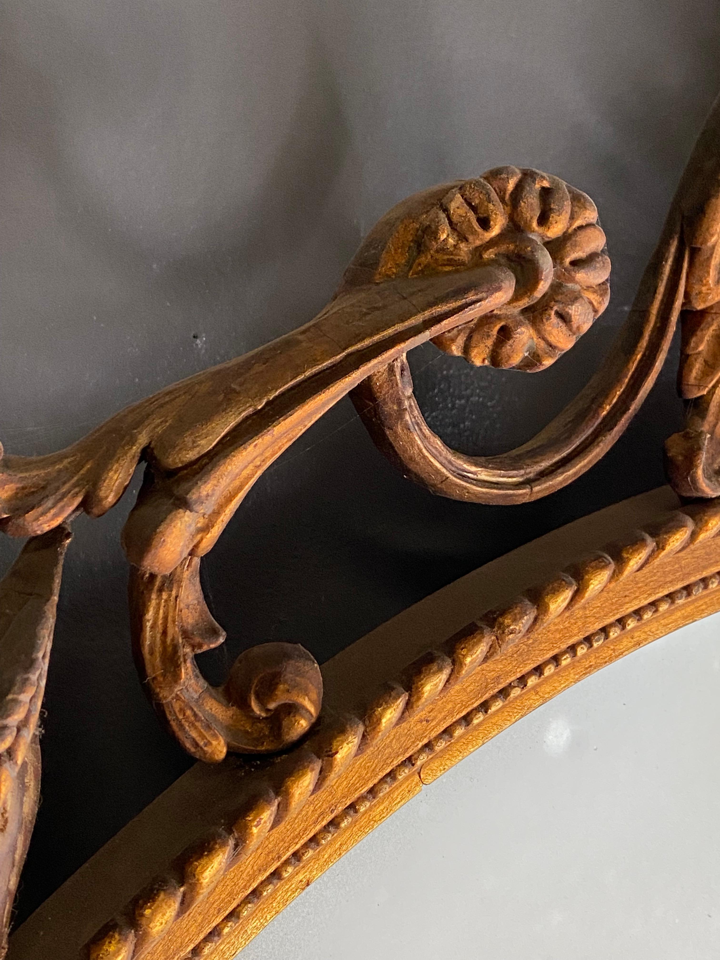 Gilded 1930s Adams Style Floral and Scroll Mirror 1