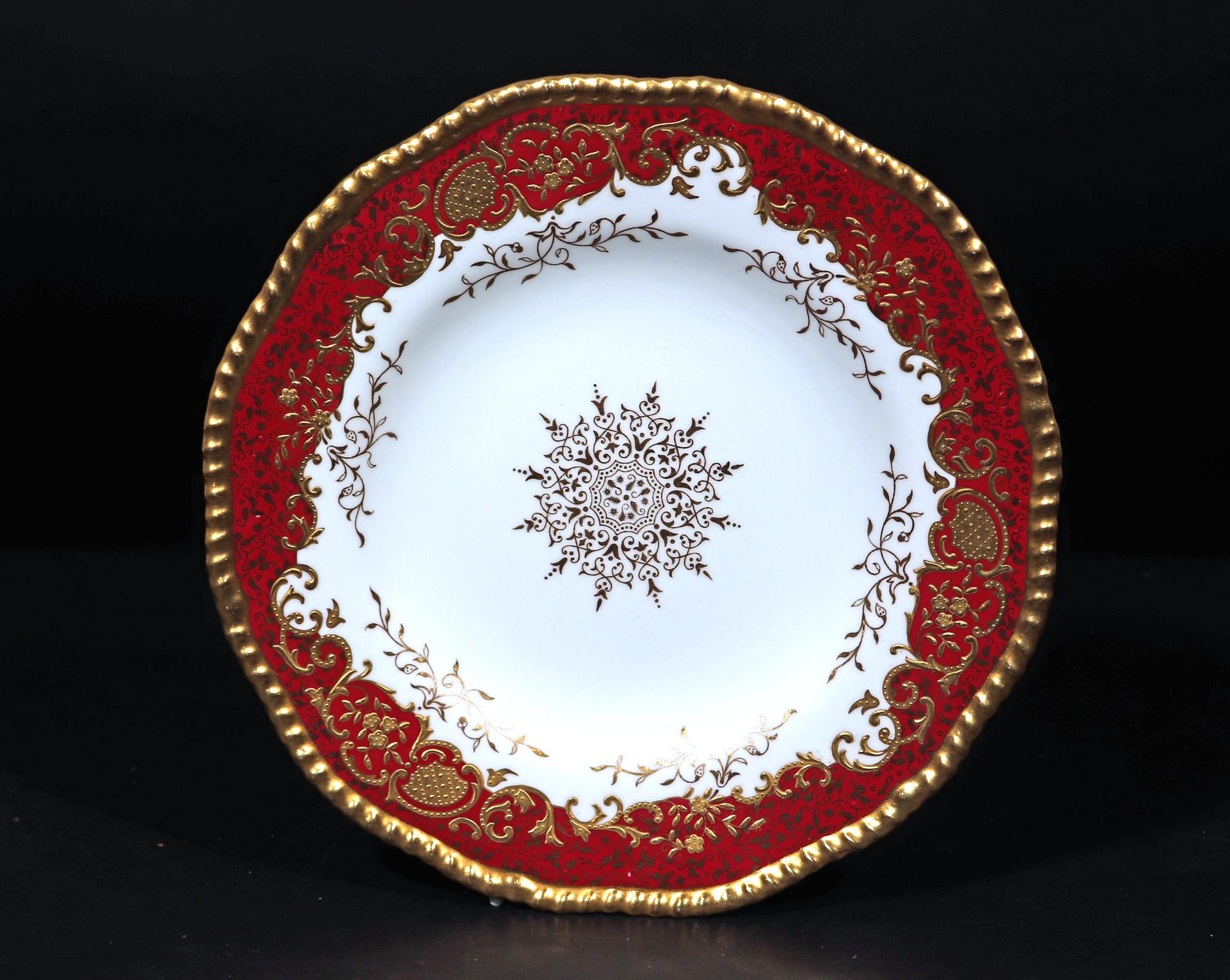Juego de doce platos del desierto de porcelana de Coalport Porcelain de la Edad Dorada Eduardiano en venta