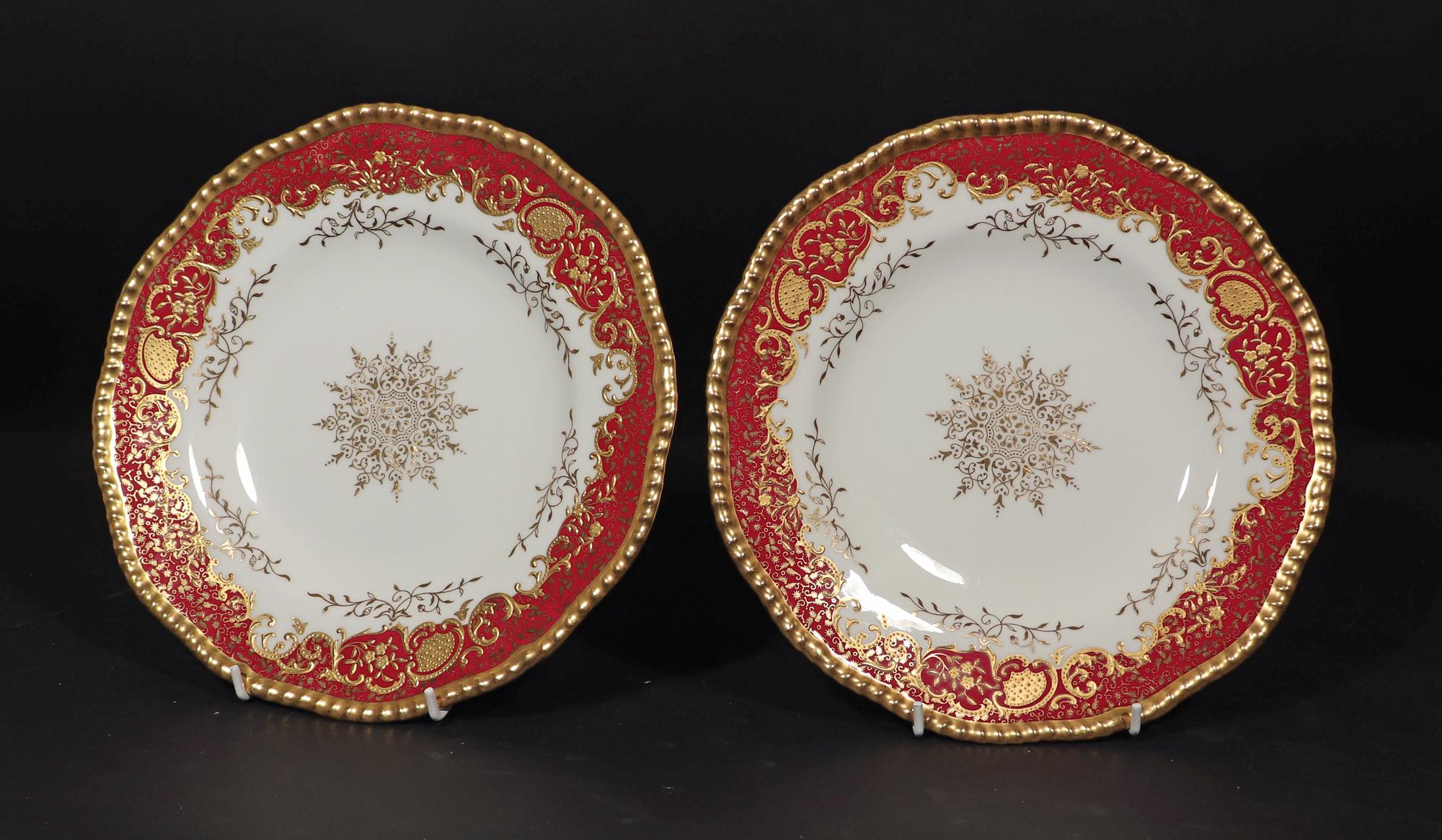 Juego de doce platos del desierto de porcelana de Coalport Porcelain de la Edad Dorada Inglés en venta