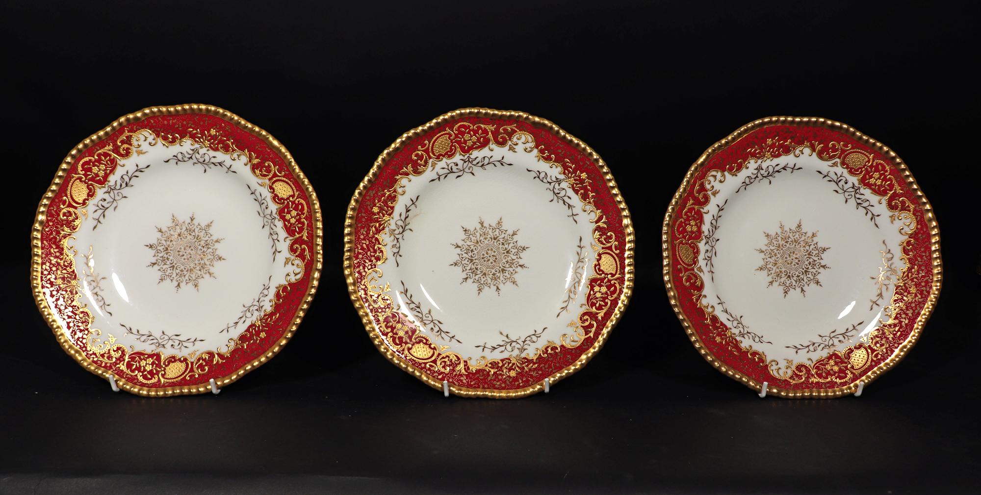 Juego de doce platos del desierto de porcelana de Coalport Porcelain de la Edad Dorada principios del siglo XX en venta
