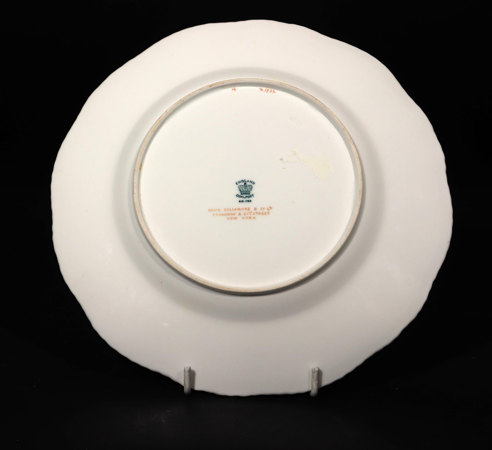 Juego de doce platos del desierto de porcelana de Coalport Porcelain de la Edad Dorada en venta 2