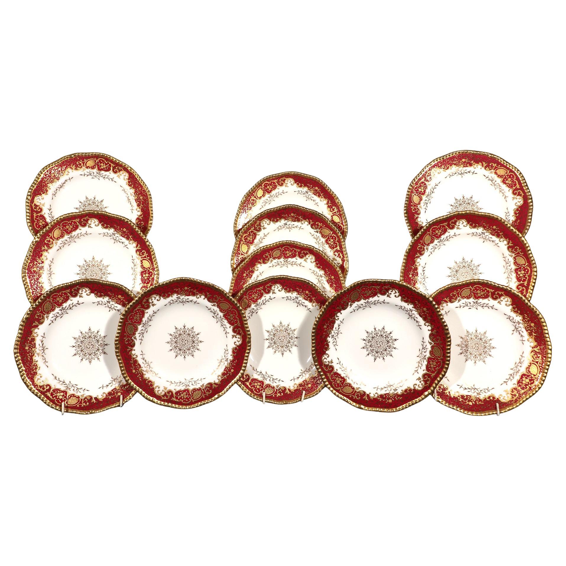 Juego de doce platos del desierto de porcelana de Coalport Porcelain de la Edad Dorada en venta