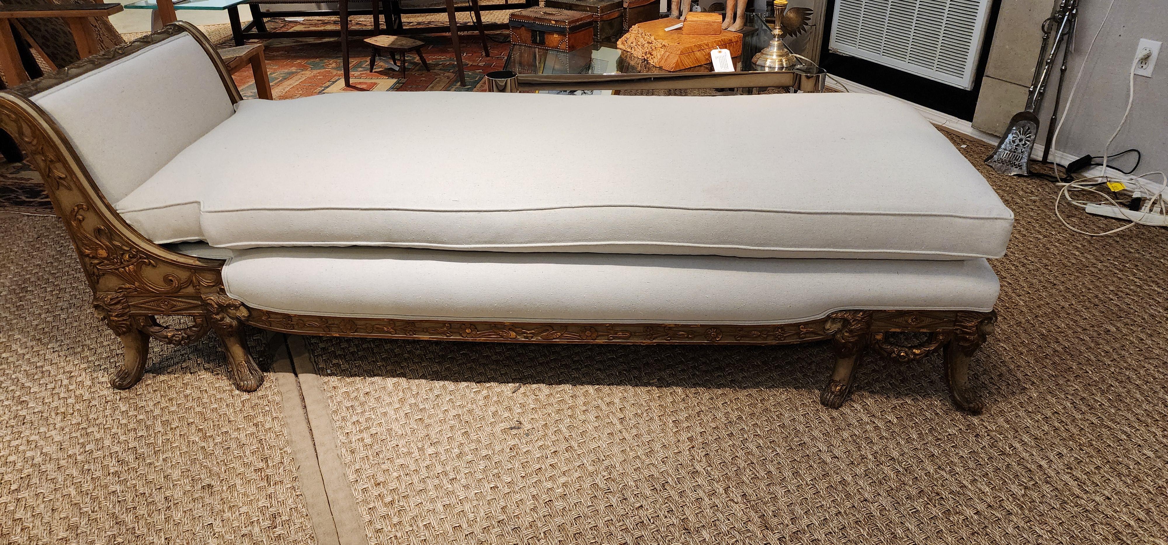 Neoclassical Gilded Age Highly Carved Chaise Lounge