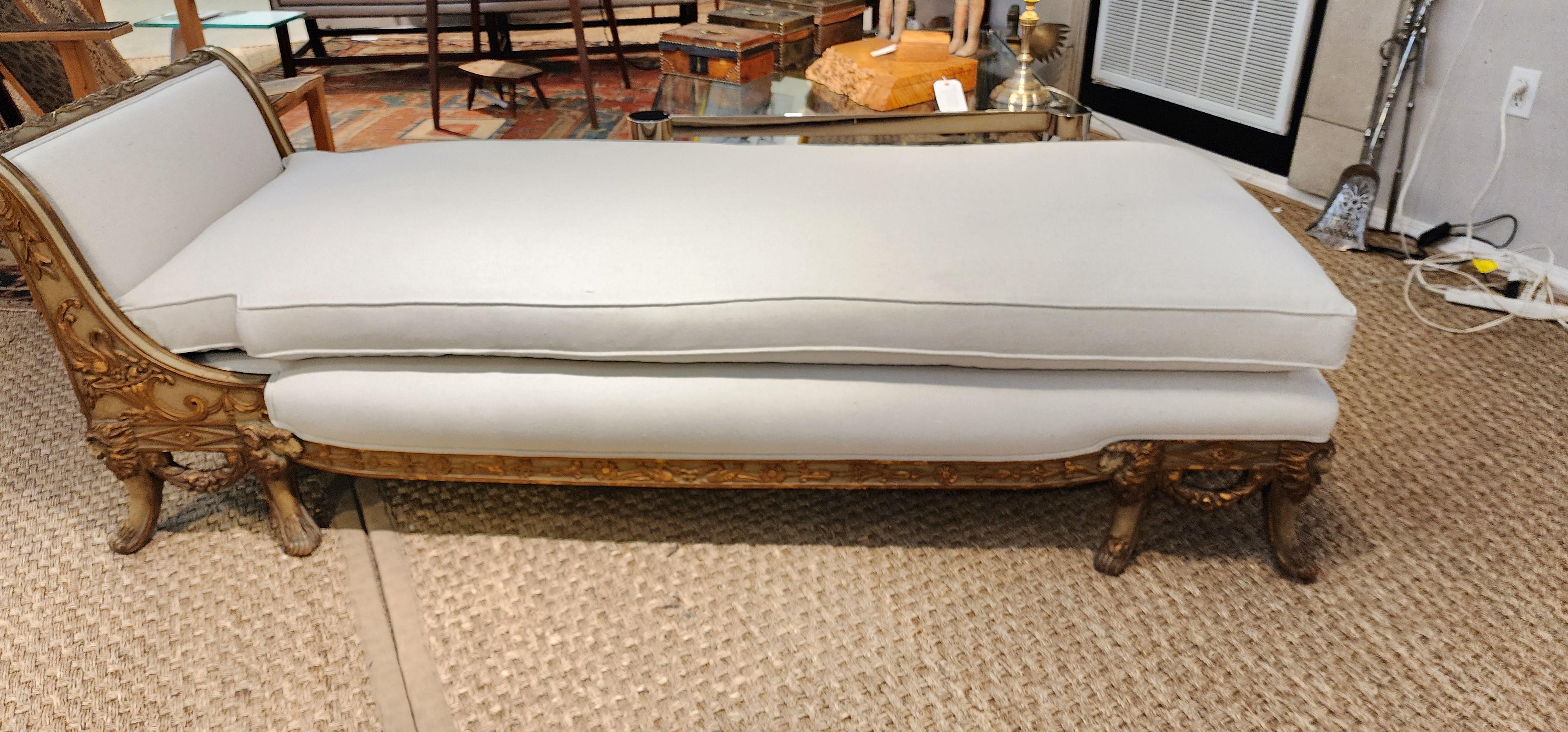 French Gilded Age Highly Carved Chaise Lounge