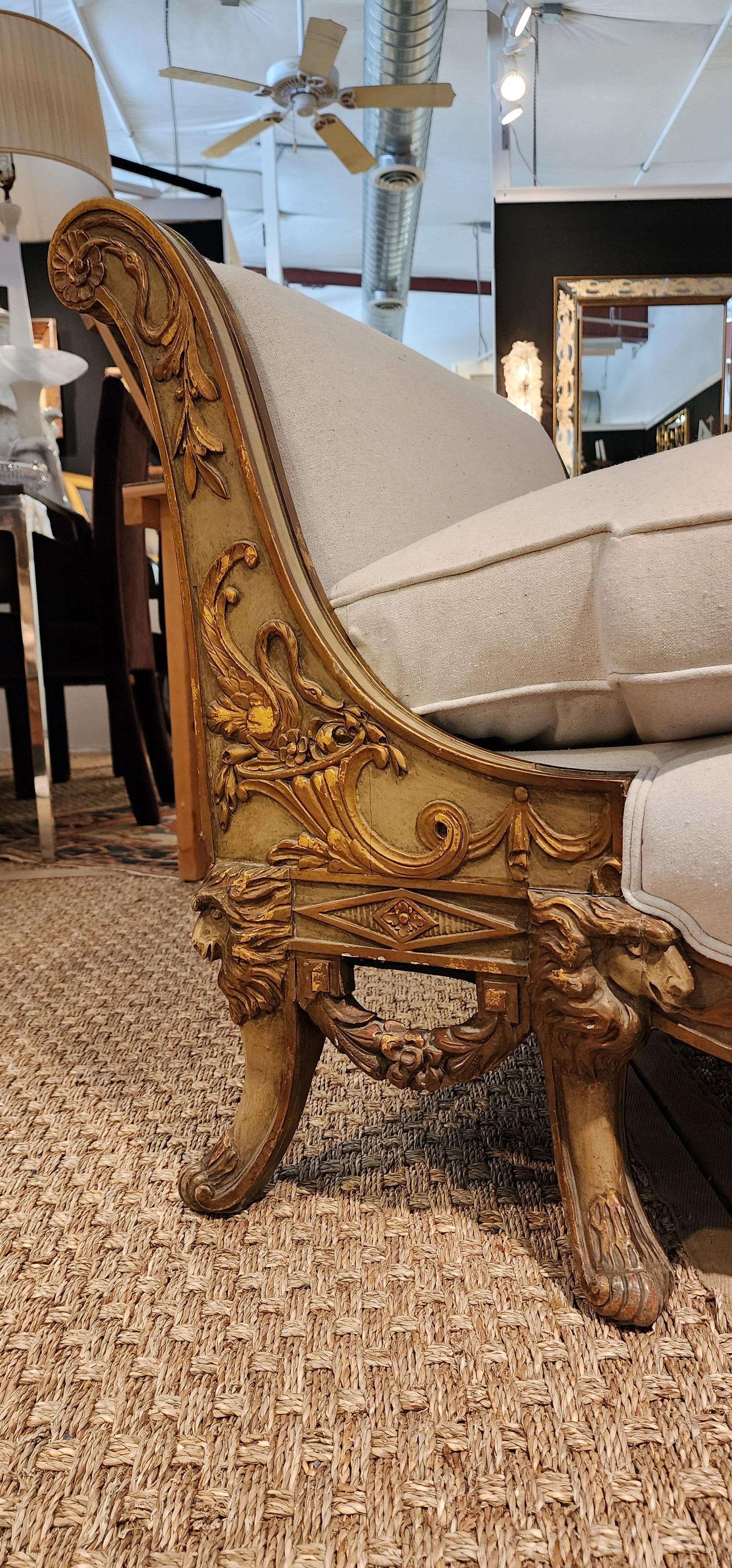 Hand-Crafted Gilded Age Highly Carved Chaise Lounge