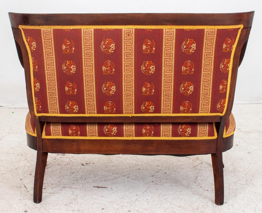 Fabric Gilded Age Mahogany Settee, cira 1890 For Sale
