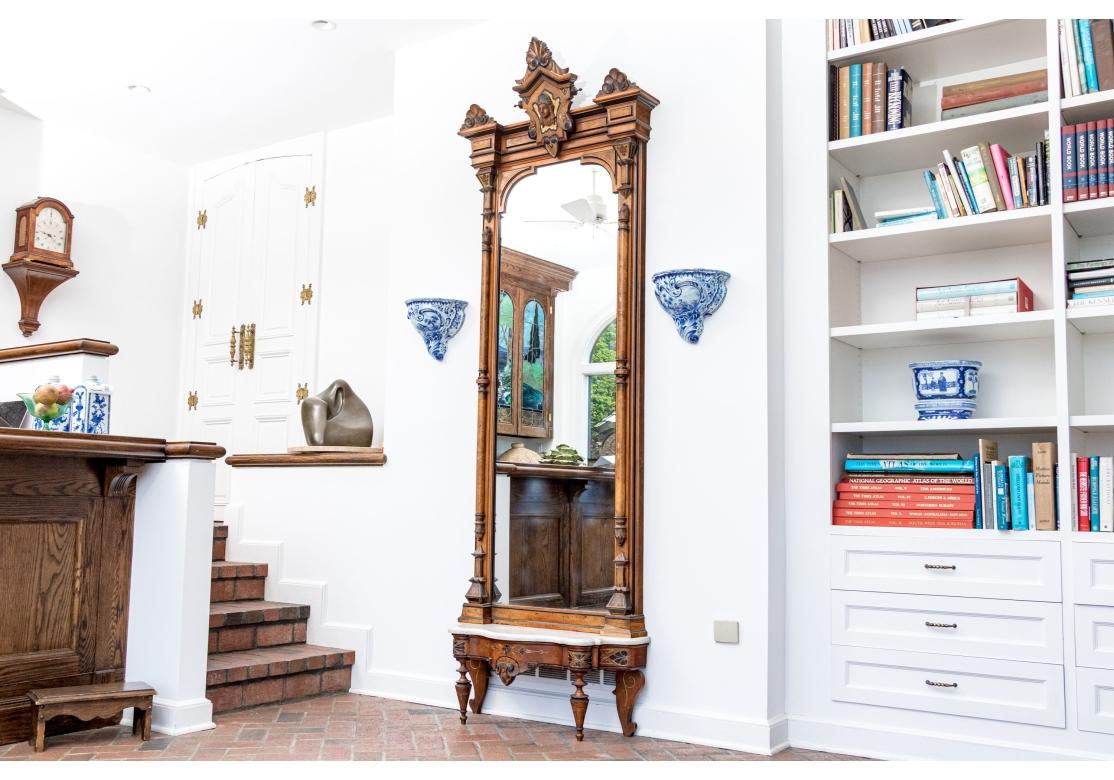 Specchio a figura intera Gilded Age Pier Marble Top in vendita 10