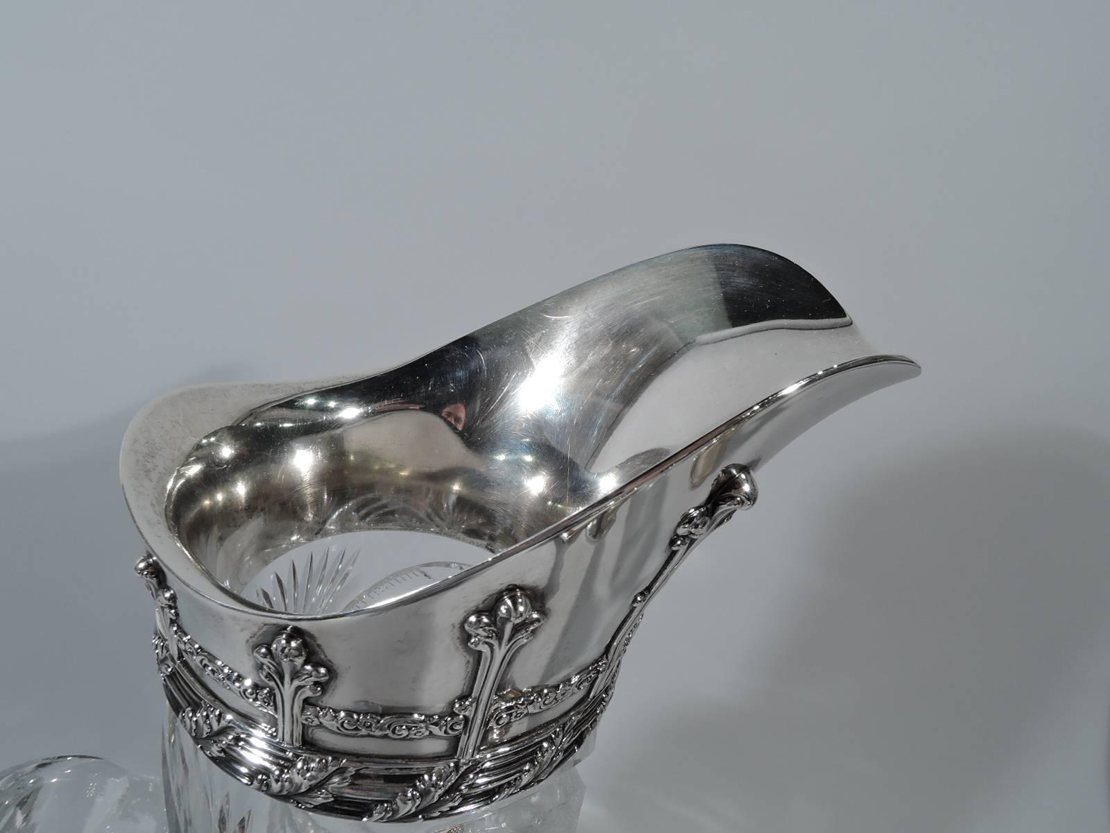 Edwardian Gilded Age Tiffany Brilliant-Cut Glass and Sterling Silver Claret Jug