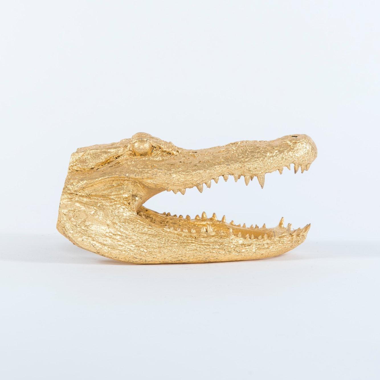 Gilt Gilded Alligator Taxidermy Head For Sale