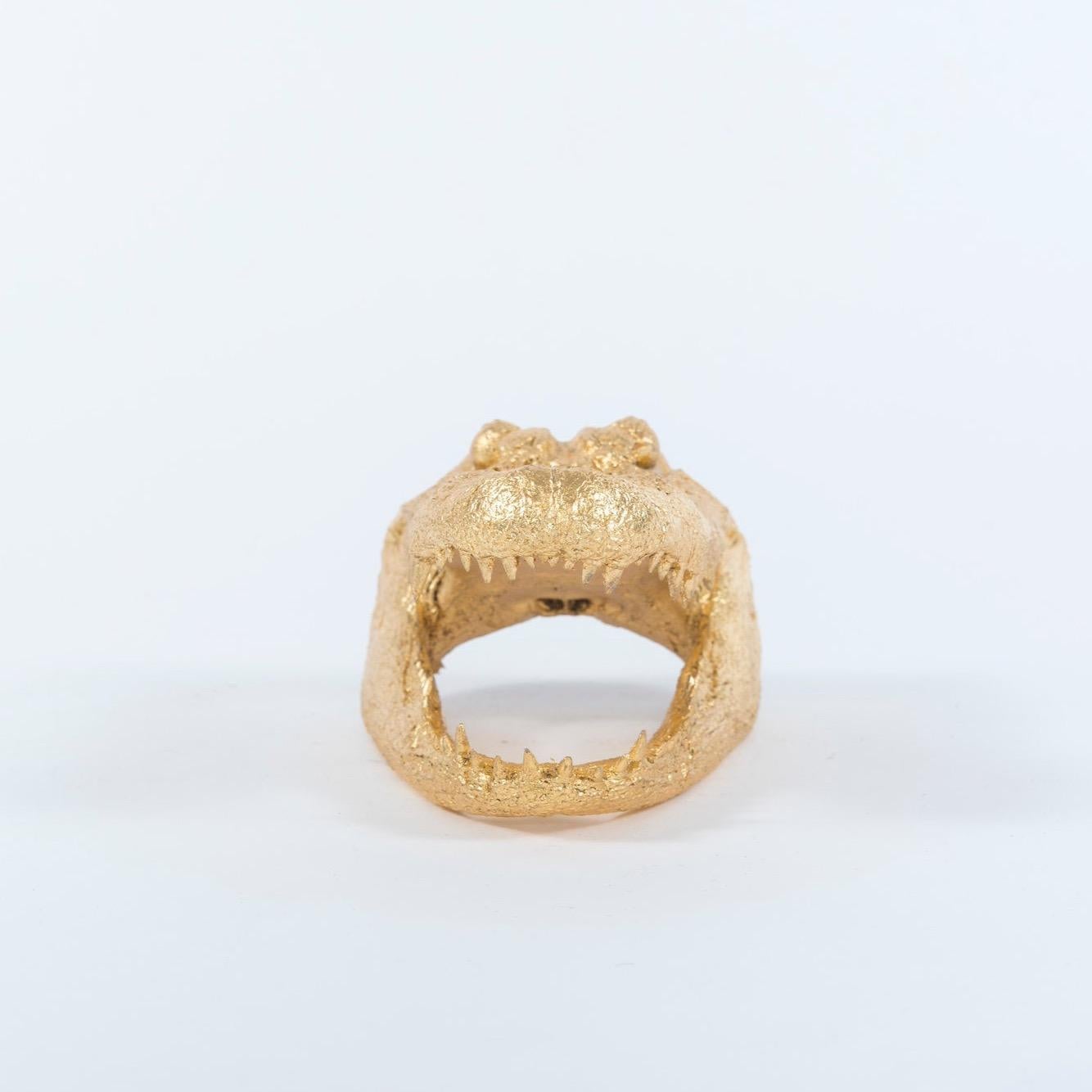 Gilded Alligator Taxidermy Head In Good Condition For Sale In Houston, TX