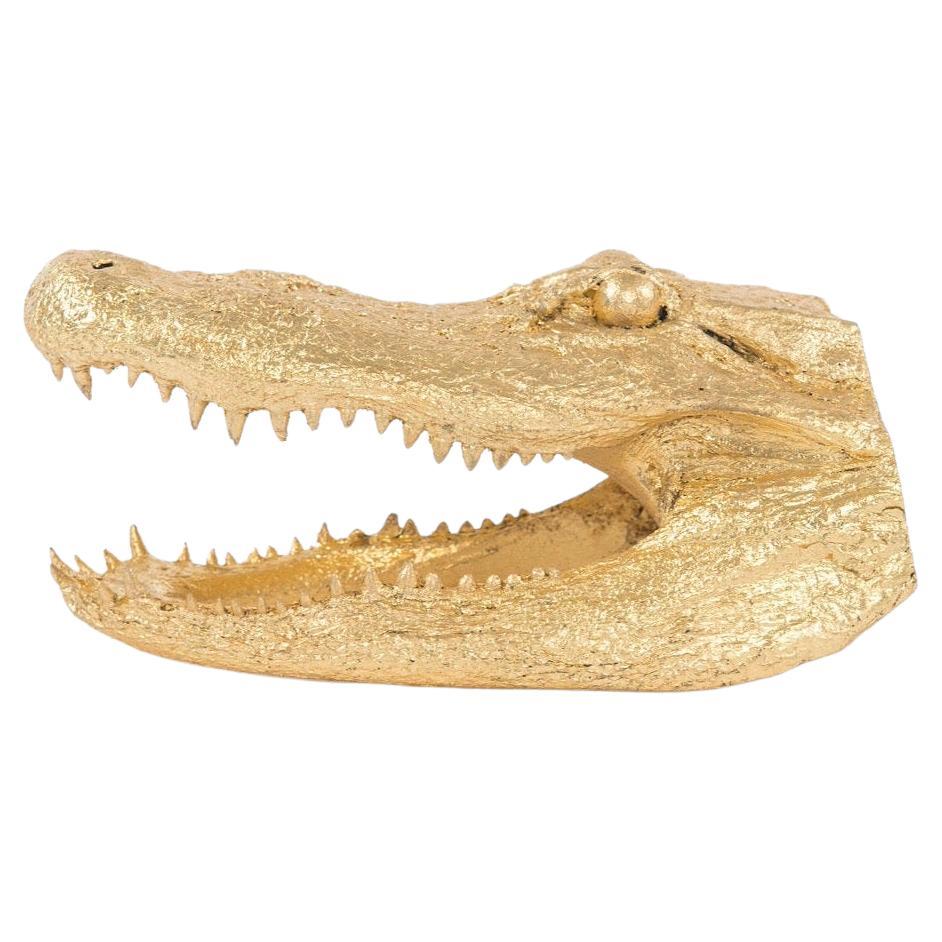 Gilded Alligator Taxidermy Head For Sale