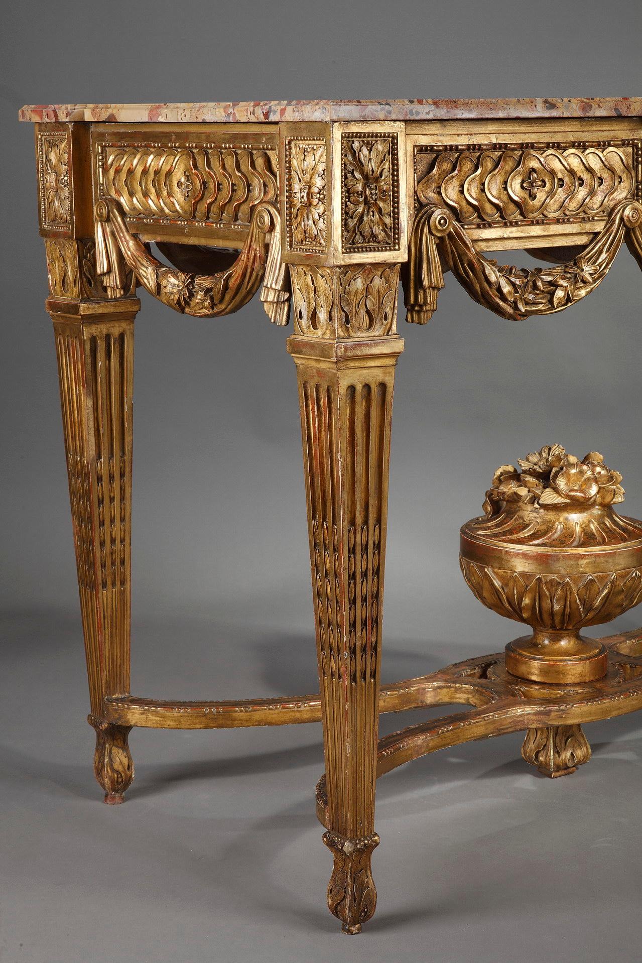 Gilded and Carved Wood Console in the Louis XVI Style 3