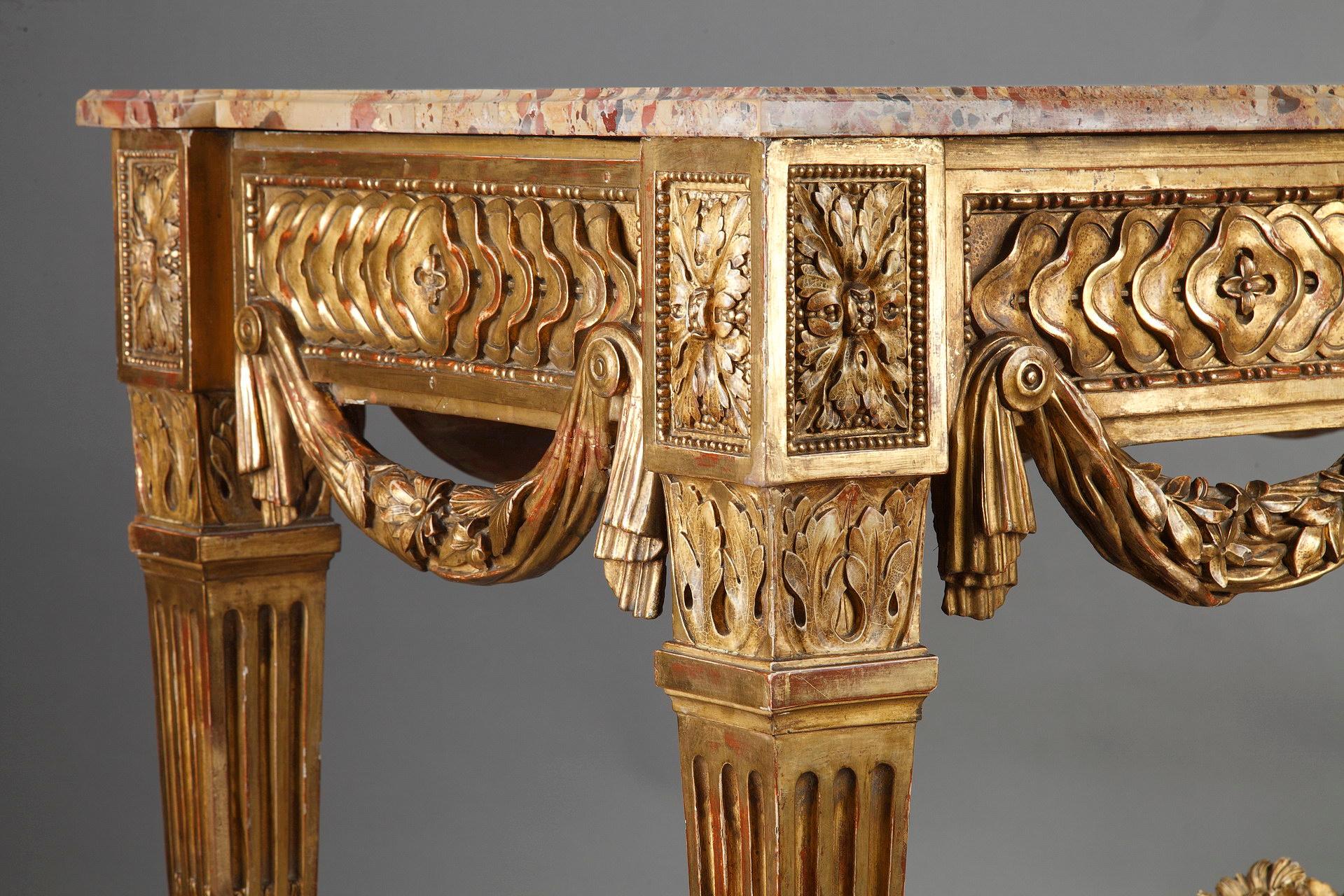 Gilded and Carved Wood Console in the Louis XVI Style 4