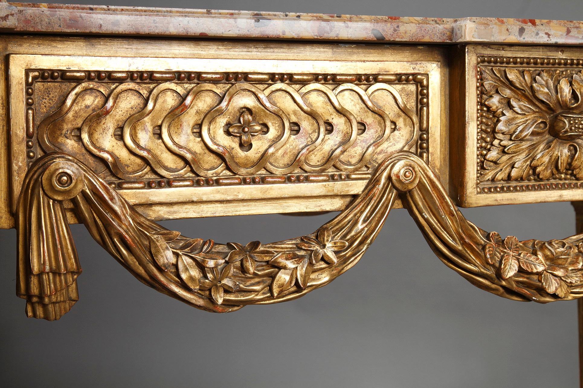 Gilded and Carved Wood Console in the Louis XVI Style 5