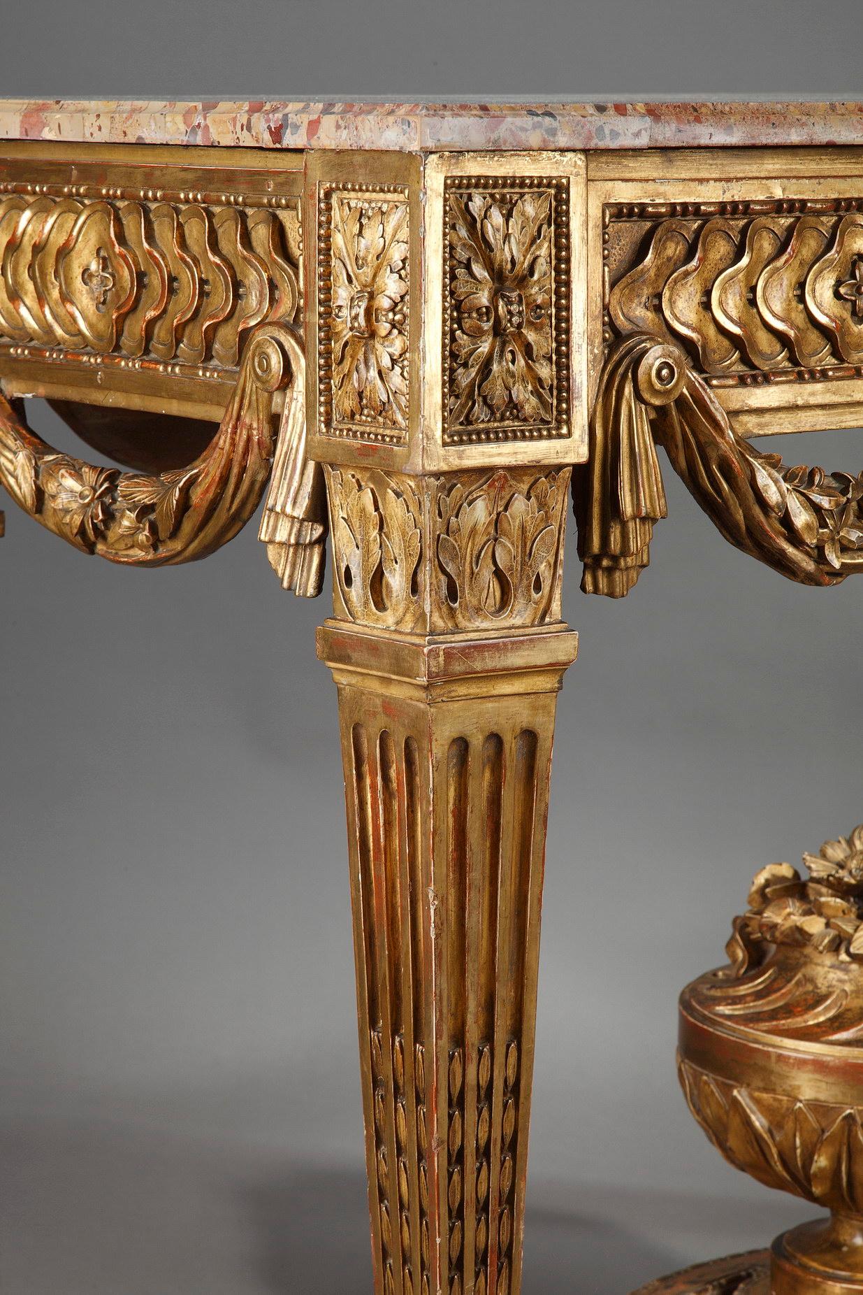 Gilded and Carved Wood Console in the Louis XVI Style 6