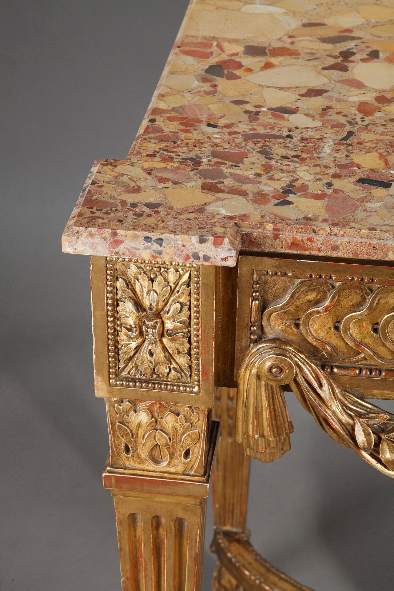 Gilded and Carved Wood Console in the Louis XVI Style 7