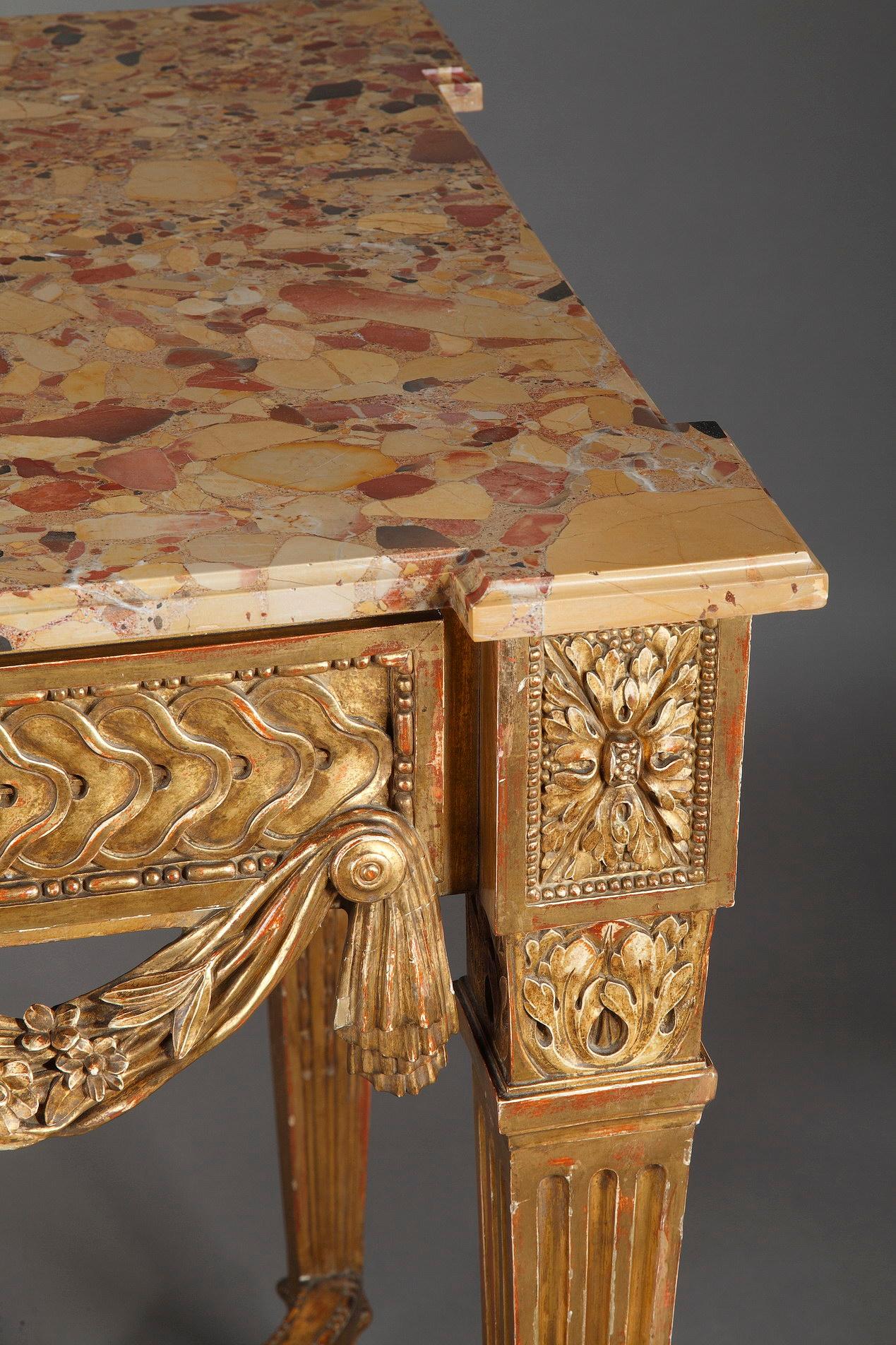 Gilded and Carved Wood Console in the Louis XVI Style 8