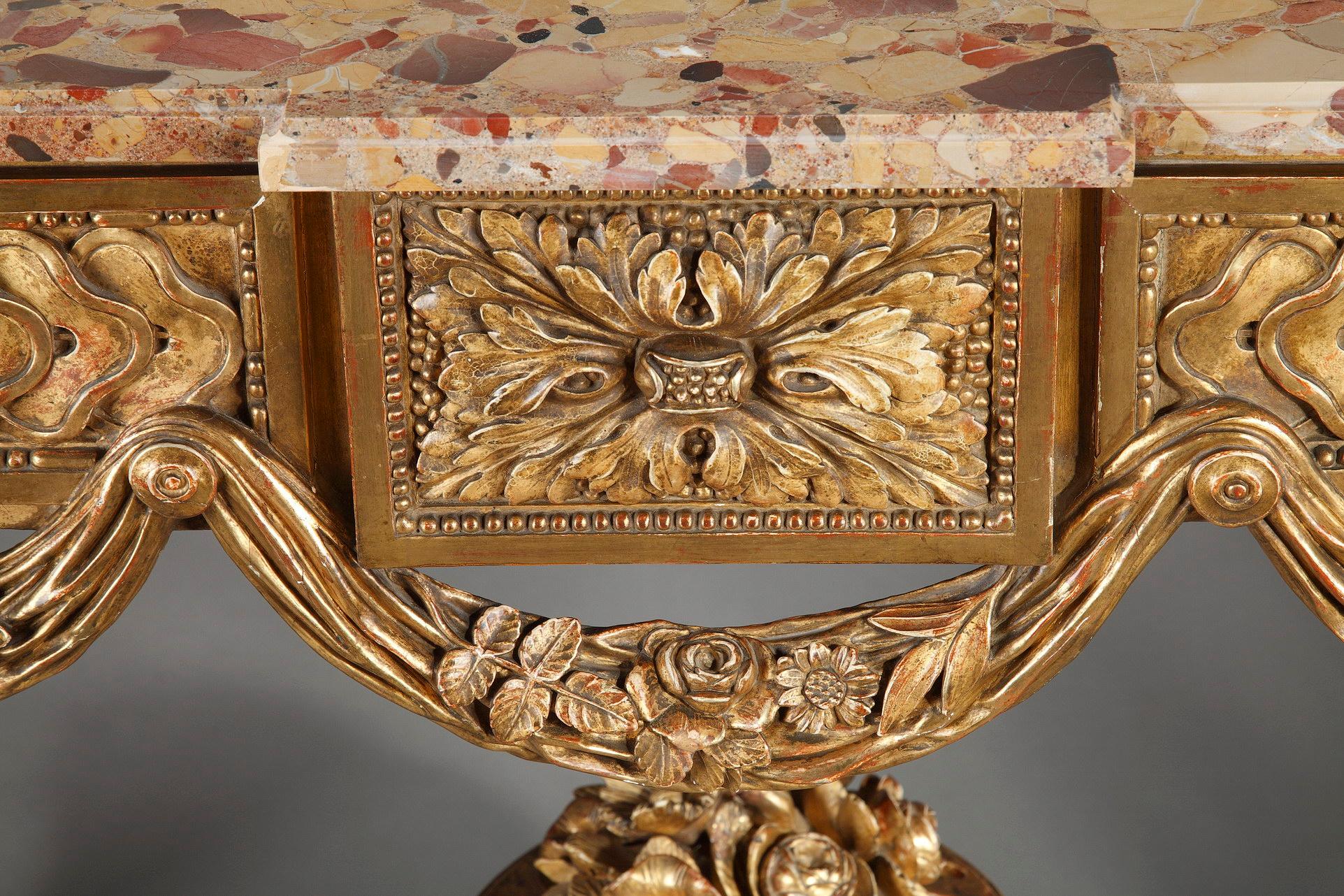 Gilded and Carved Wood Console in the Louis XVI Style 9