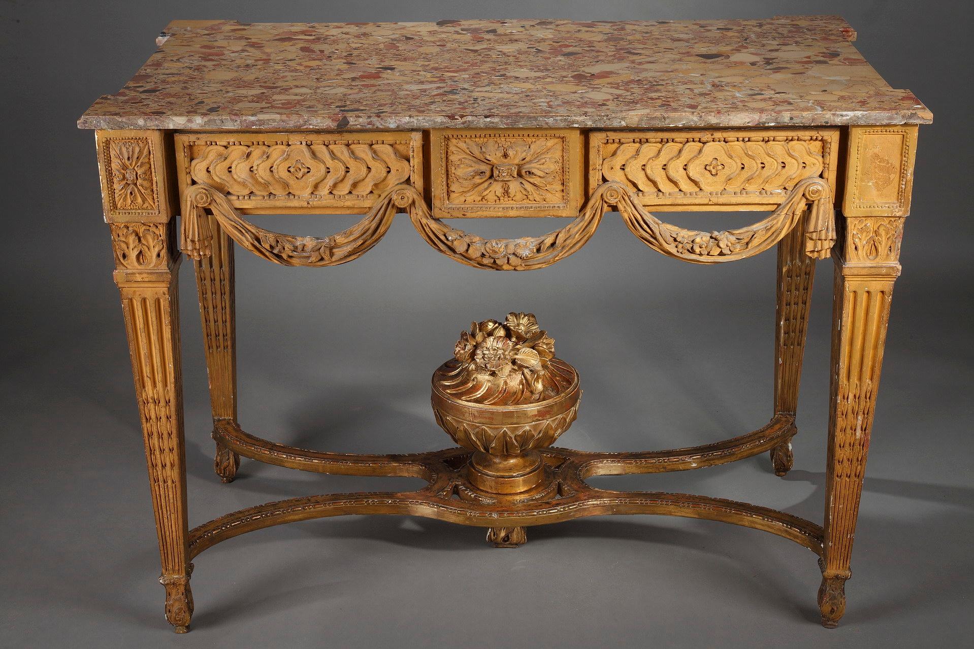 Gilded and Carved Wood Console in the Louis XVI Style 12