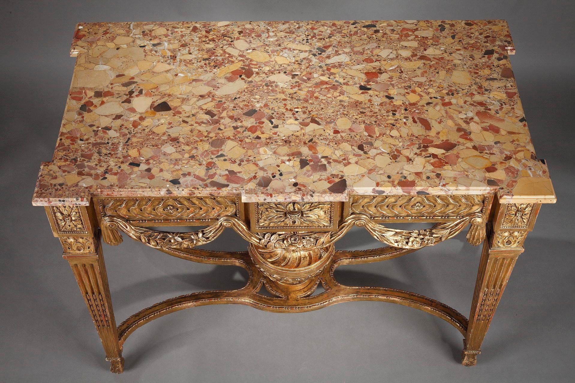 Gilded and Carved Wood Console in the Louis XVI Style In Good Condition In Paris, FR