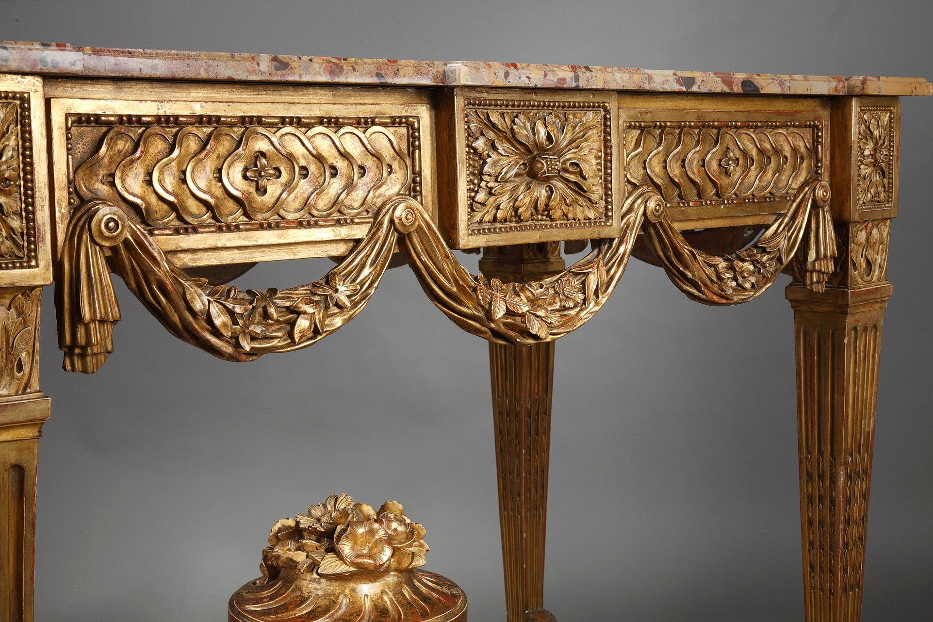 Gilded and Carved Wood Console in the Louis XVI Style 2