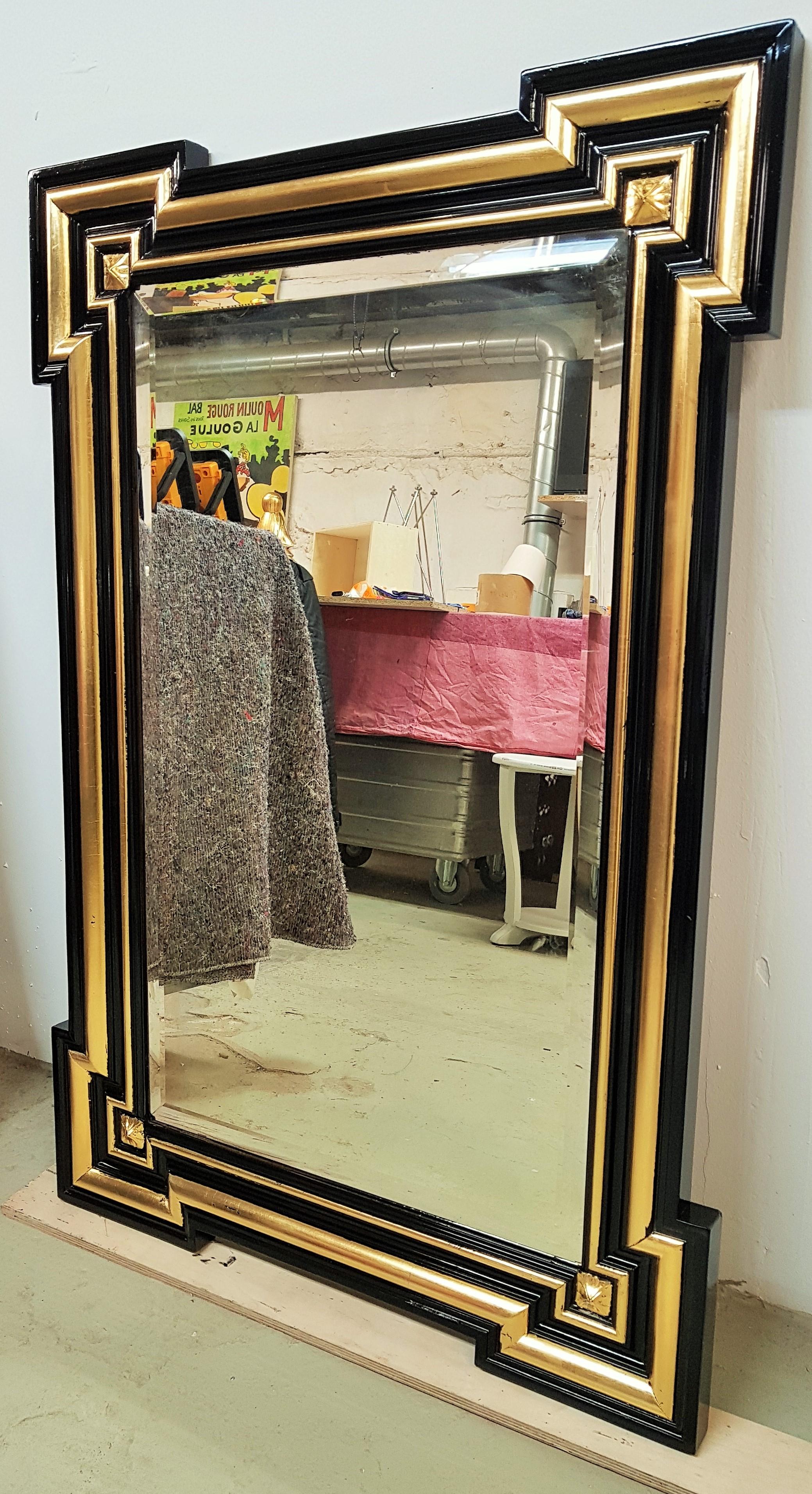Mid-19th Century Gilded and Ebonized French Wall Mirror Napoléon III, 1860
