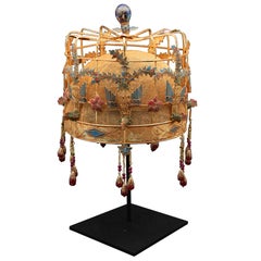 Vintage Gilded and Enamel Chinese Opera Theatre Headdress, Birdcage 