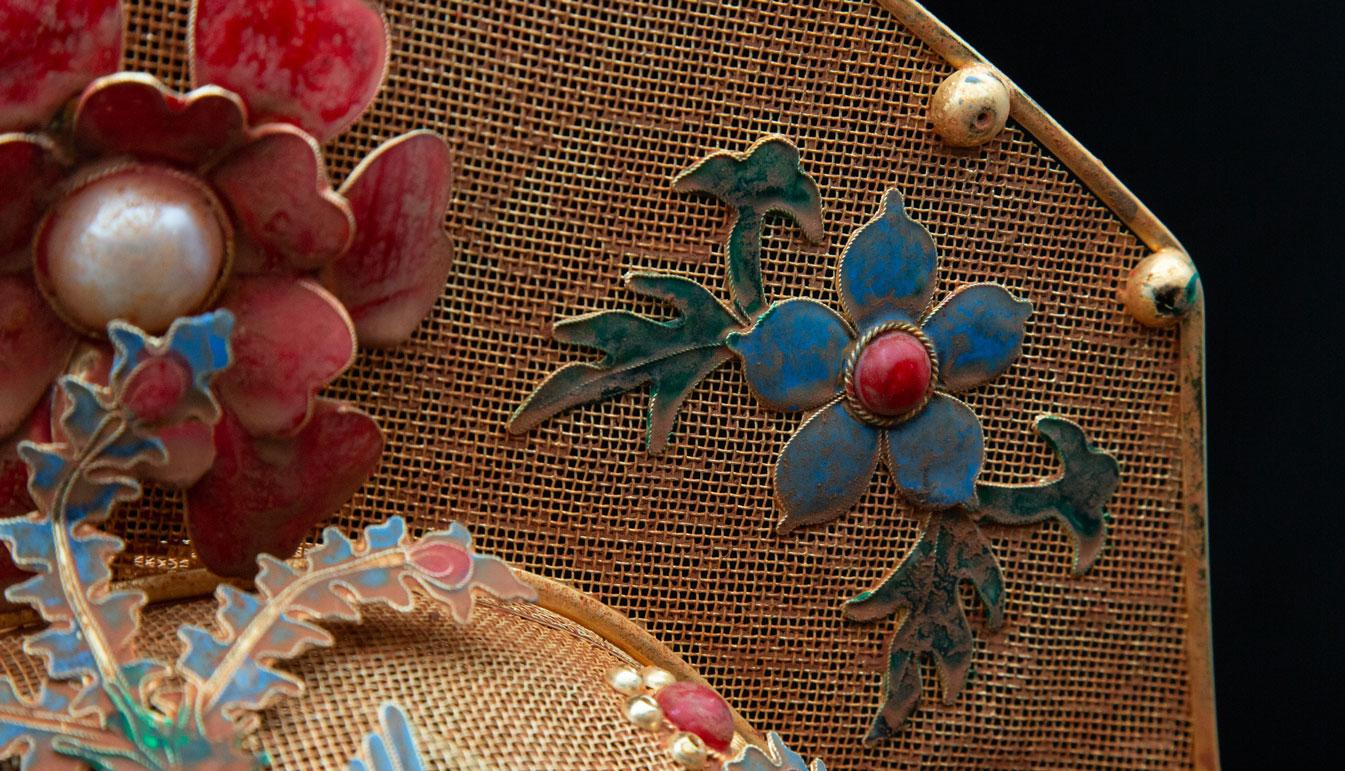 Gilded and Enamel Chinese Opera Theatre Headdress, Rose In Excellent Condition In New York, NY