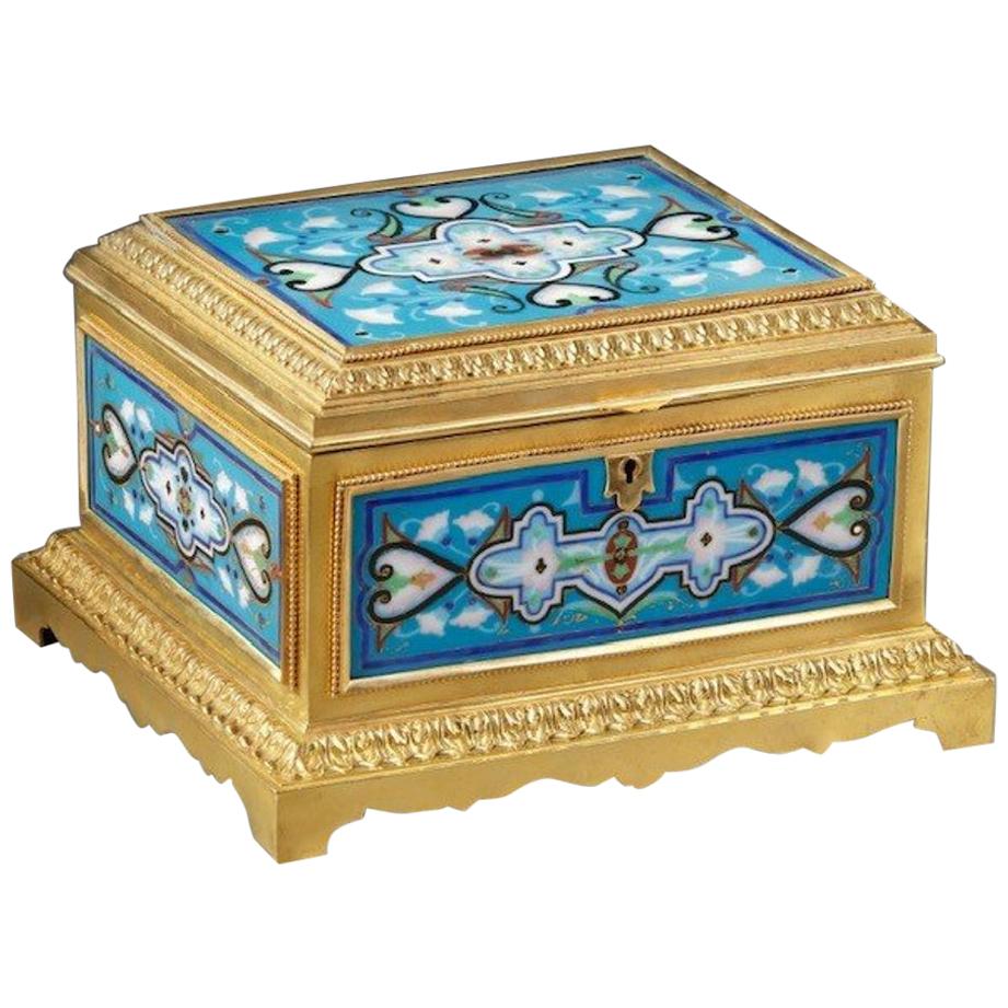 Gilded and Enamelled Bronze Box Signed Maison Boissier End of 19th Century