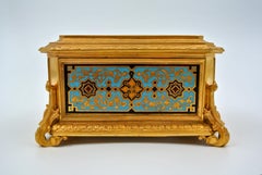 Gilded and Enameled Bronze Box, Velvet Interior, Signed TAHAN