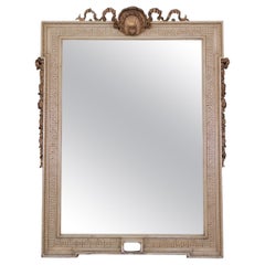Gilded and Painted Greek Key Motif Wall Mirror with Shell