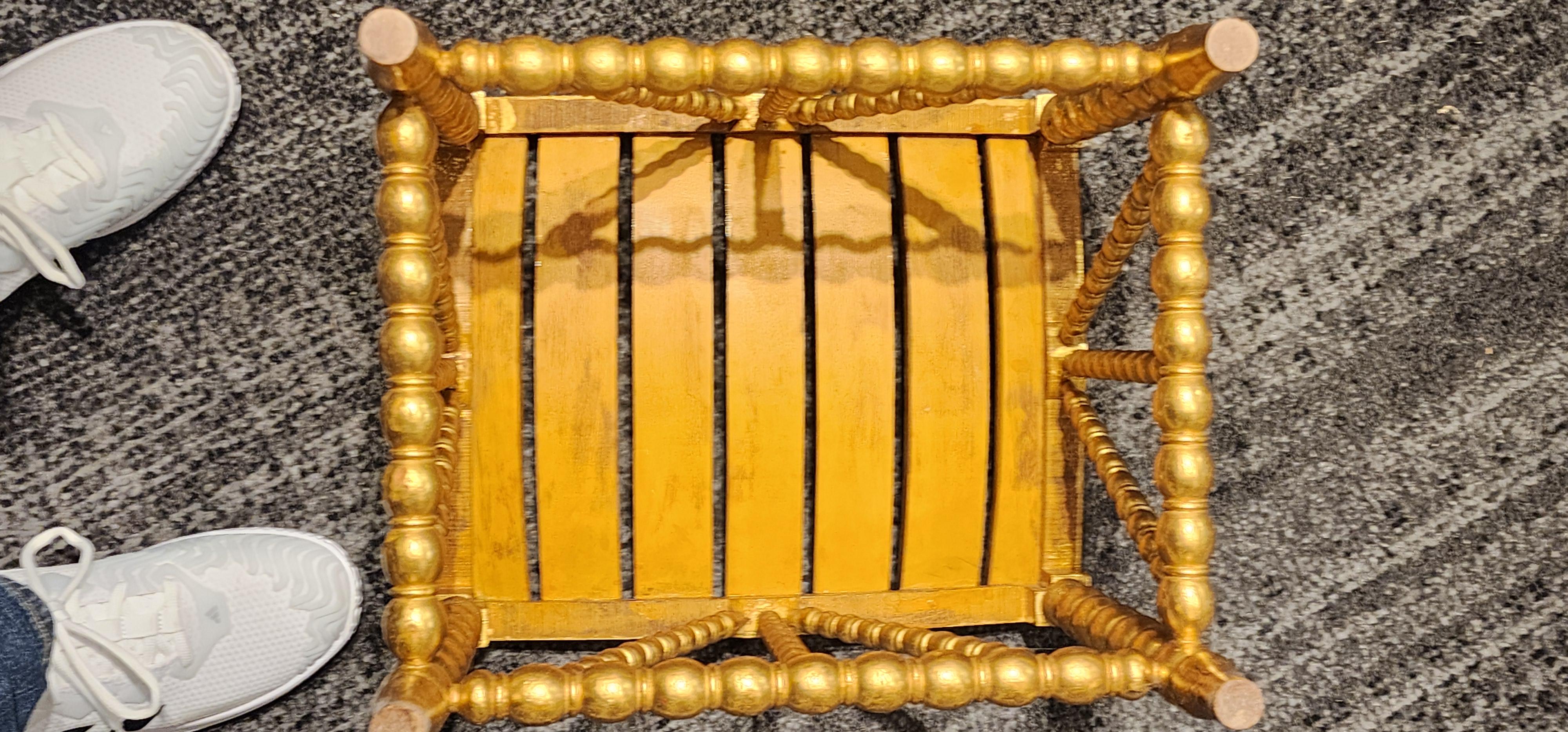 Gold Leaf Gilded and Painted Thebes Stool American 1900 For Sale