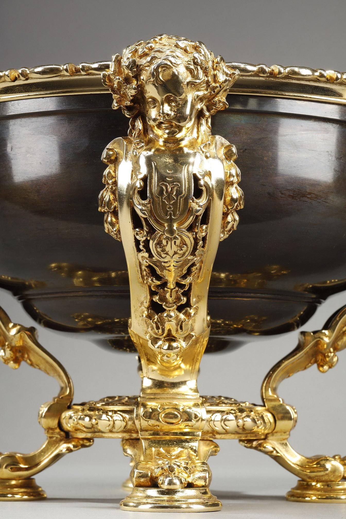 Bol en bronze doré et patiné, fin du 19ème siècle en vente 3