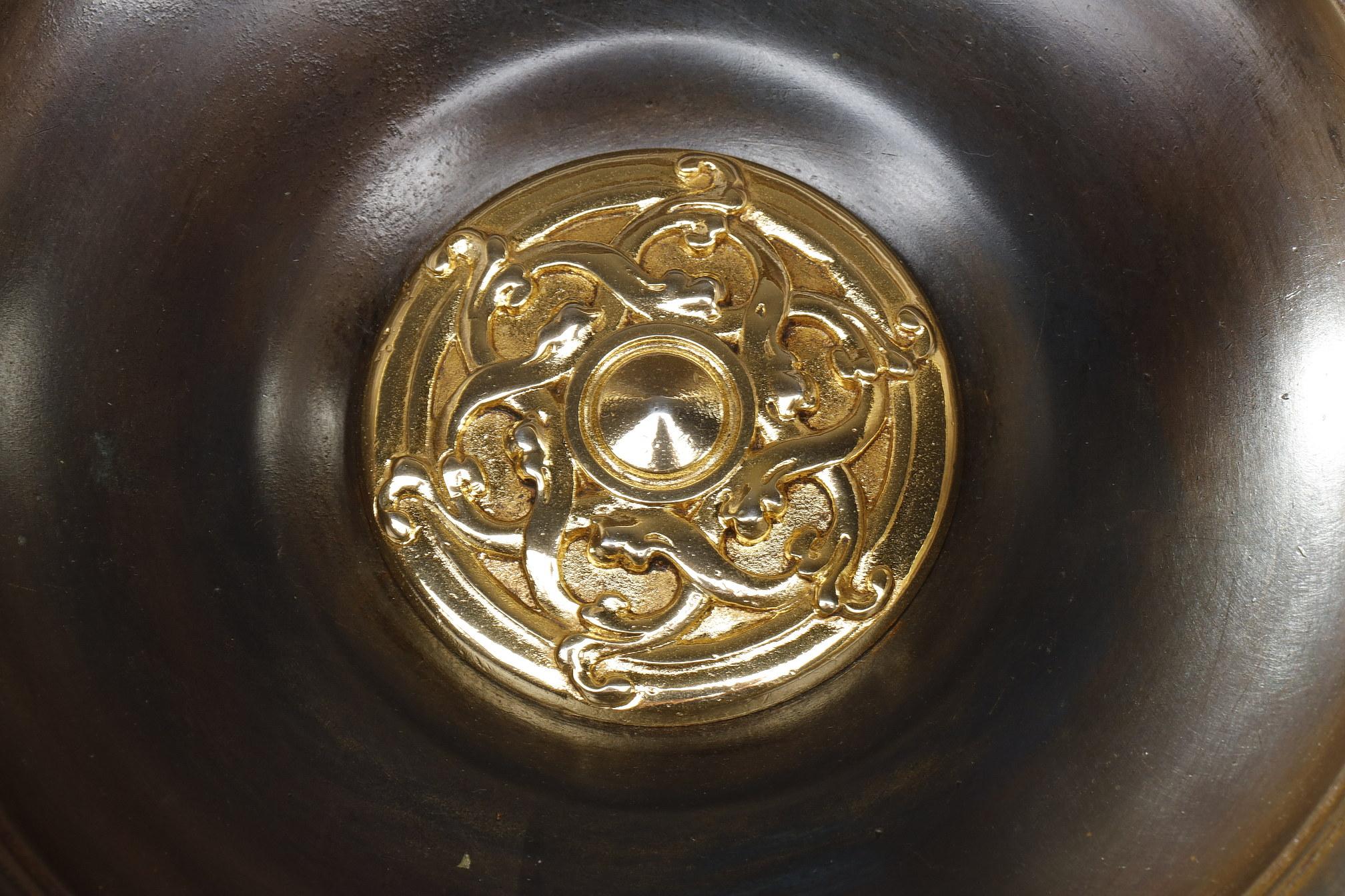Gilded and Patinated Bronze Bowl, Late 19th Century For Sale 15