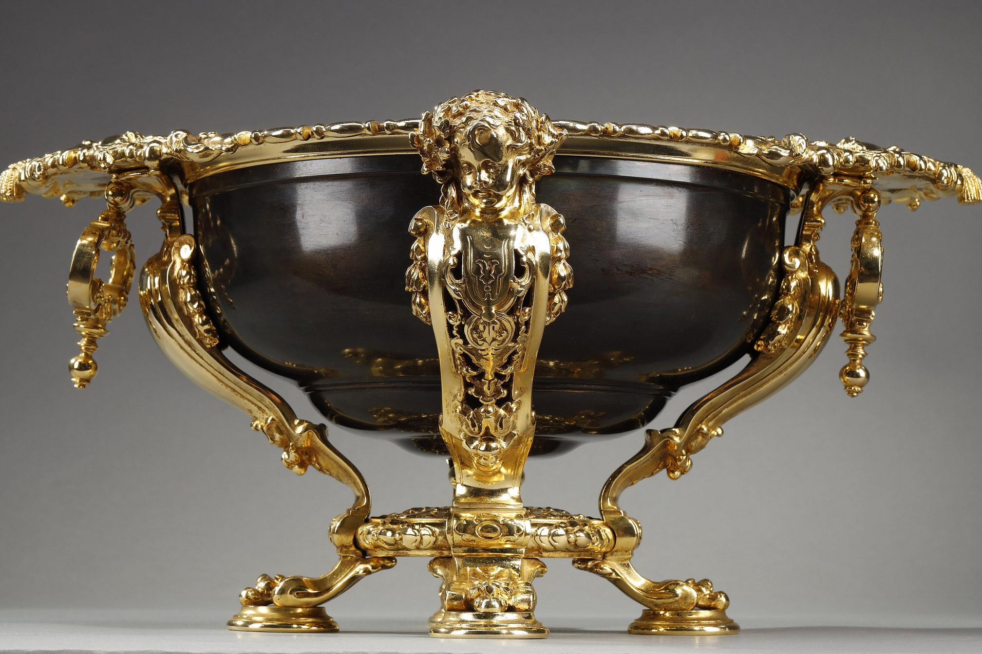 Bol en bronze doré et patiné, fin du 19ème siècle en vente 2