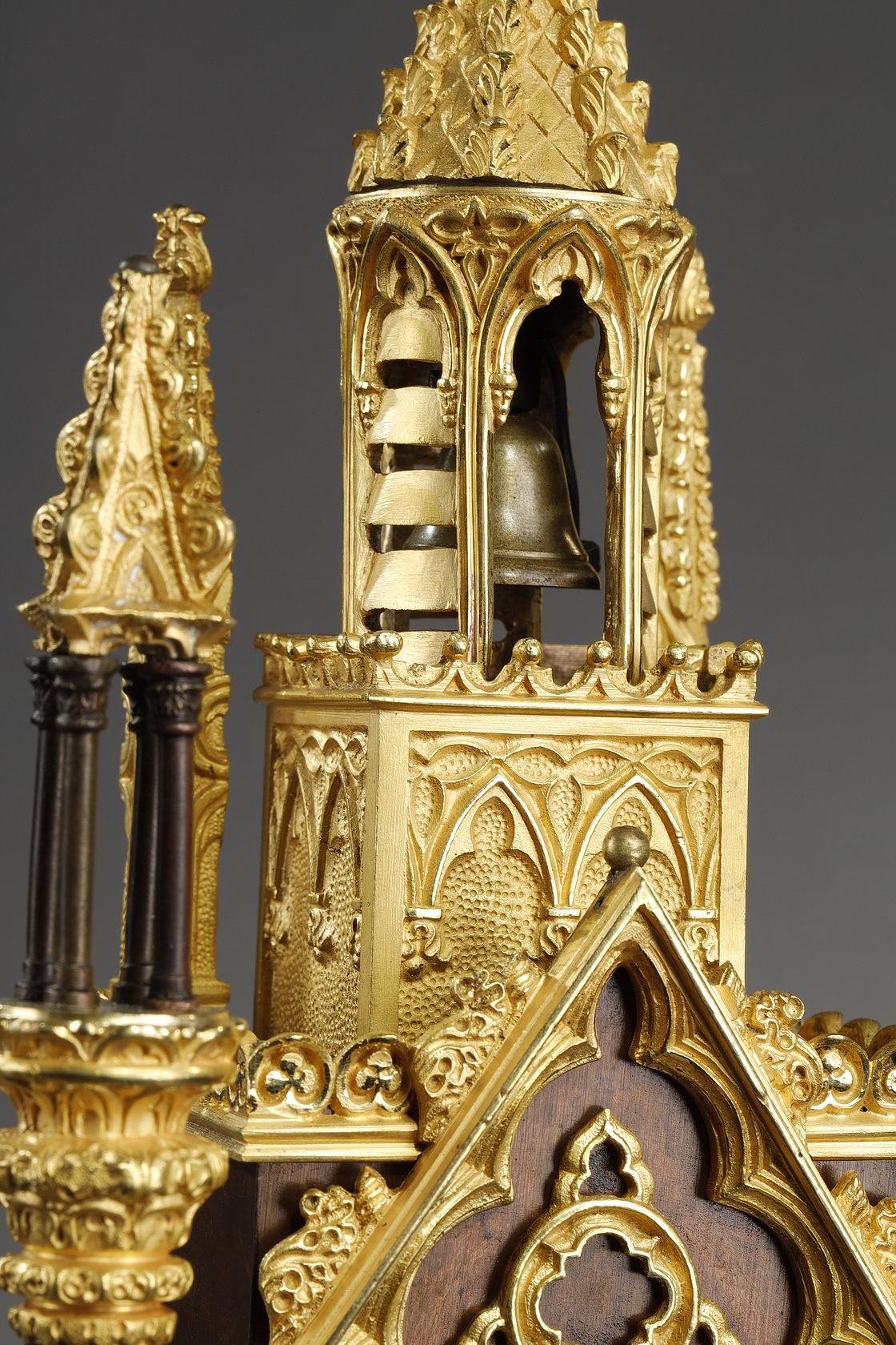 Gilded and Patinated Bronze Cathedral Clock from the Charles X Period 6