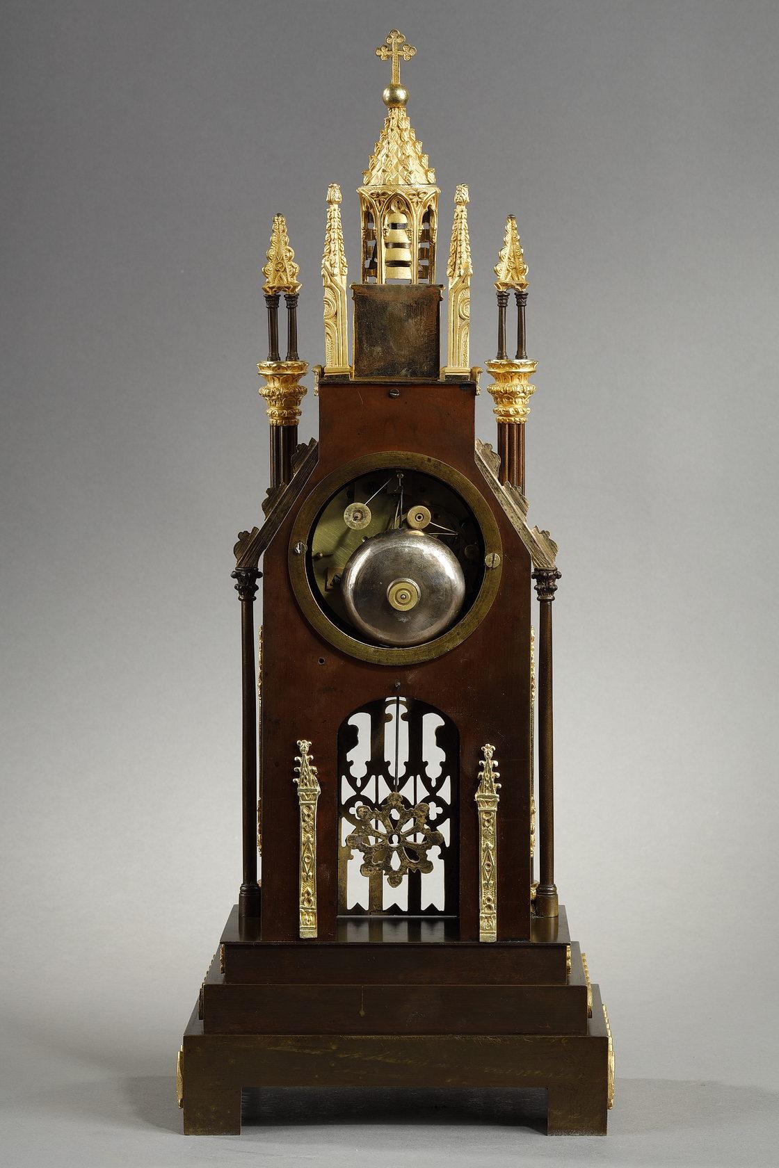 Gilded and Patinated Bronze Cathedral Clock from the Charles X Period 9