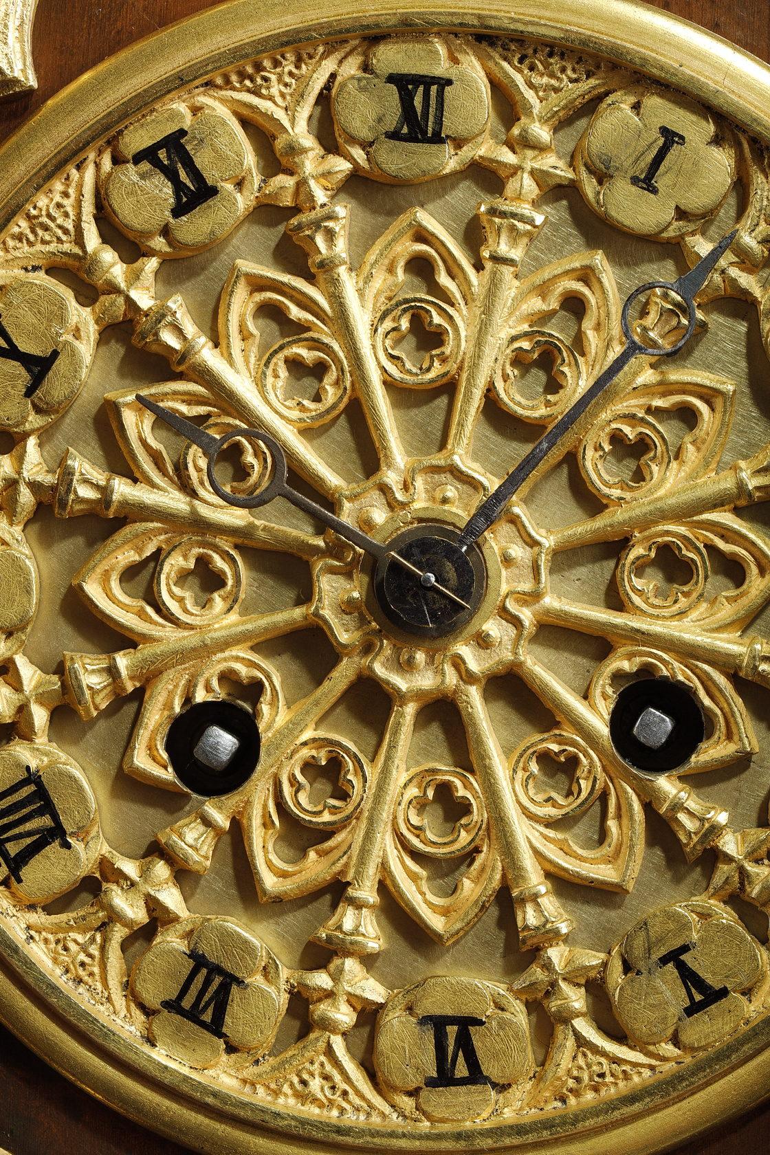 Gilded and Patinated Bronze Cathedral Clock from the Charles X Period 1