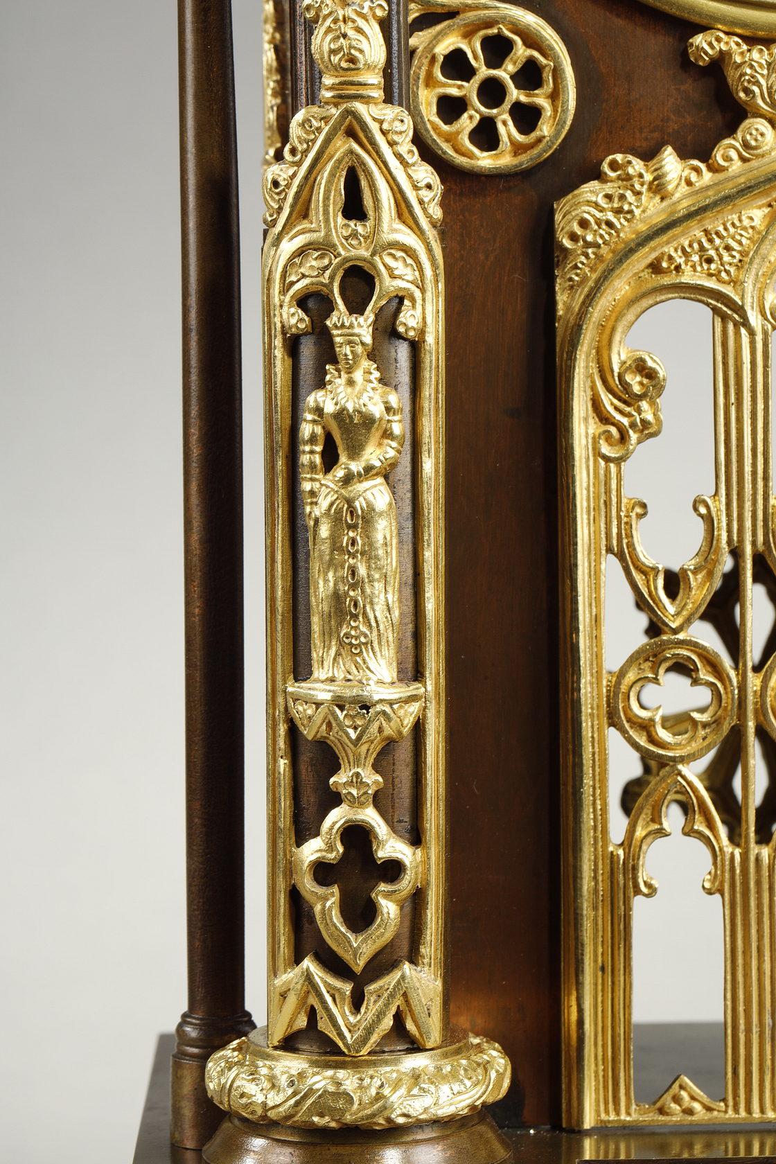Gilded and Patinated Bronze Cathedral Clock from the Charles X Period 2