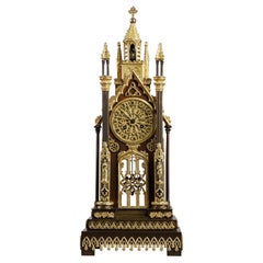 Gilded and Patinated Bronze Cathedral Clock from the Charles X Period