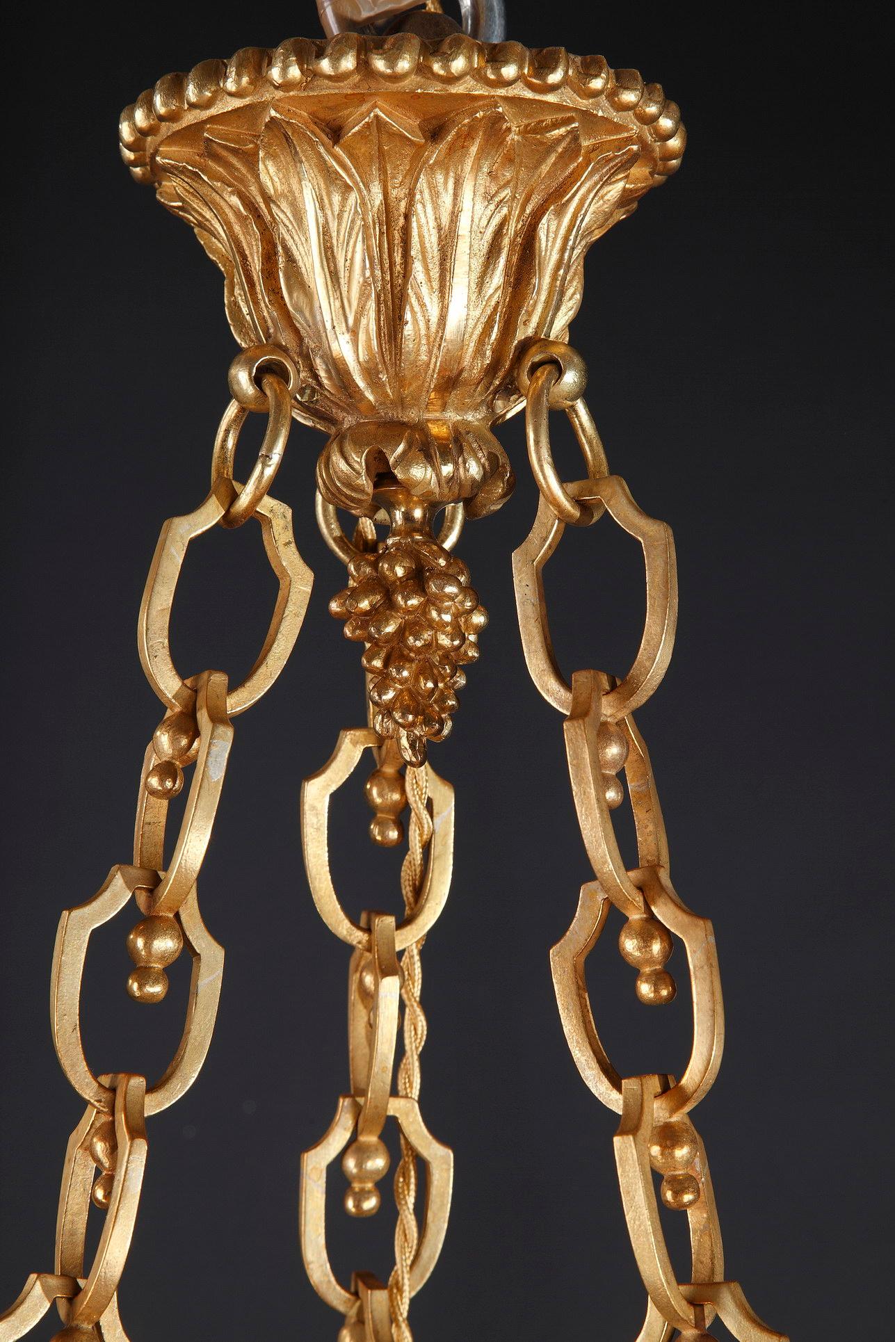 Gilded and Patinated Bronze Chandelier by A.E. Beurdeley, France, Circa 1880 For Sale 3