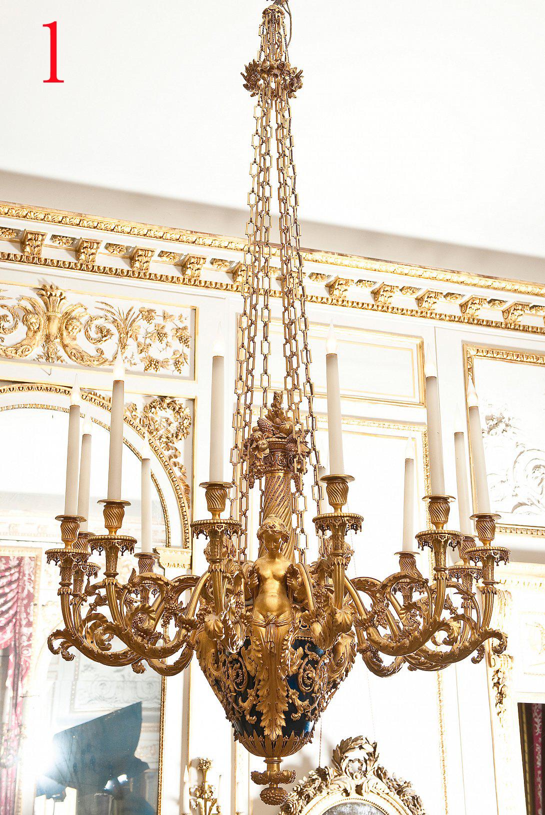 Gilded and Patinated Bronze Chandelier by A.E. Beurdeley, France, Circa 1880 For Sale 4