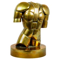 Gilded and polished brass sculpture "Bullfighter" - Miguel Ortiz Berrocal -Spain