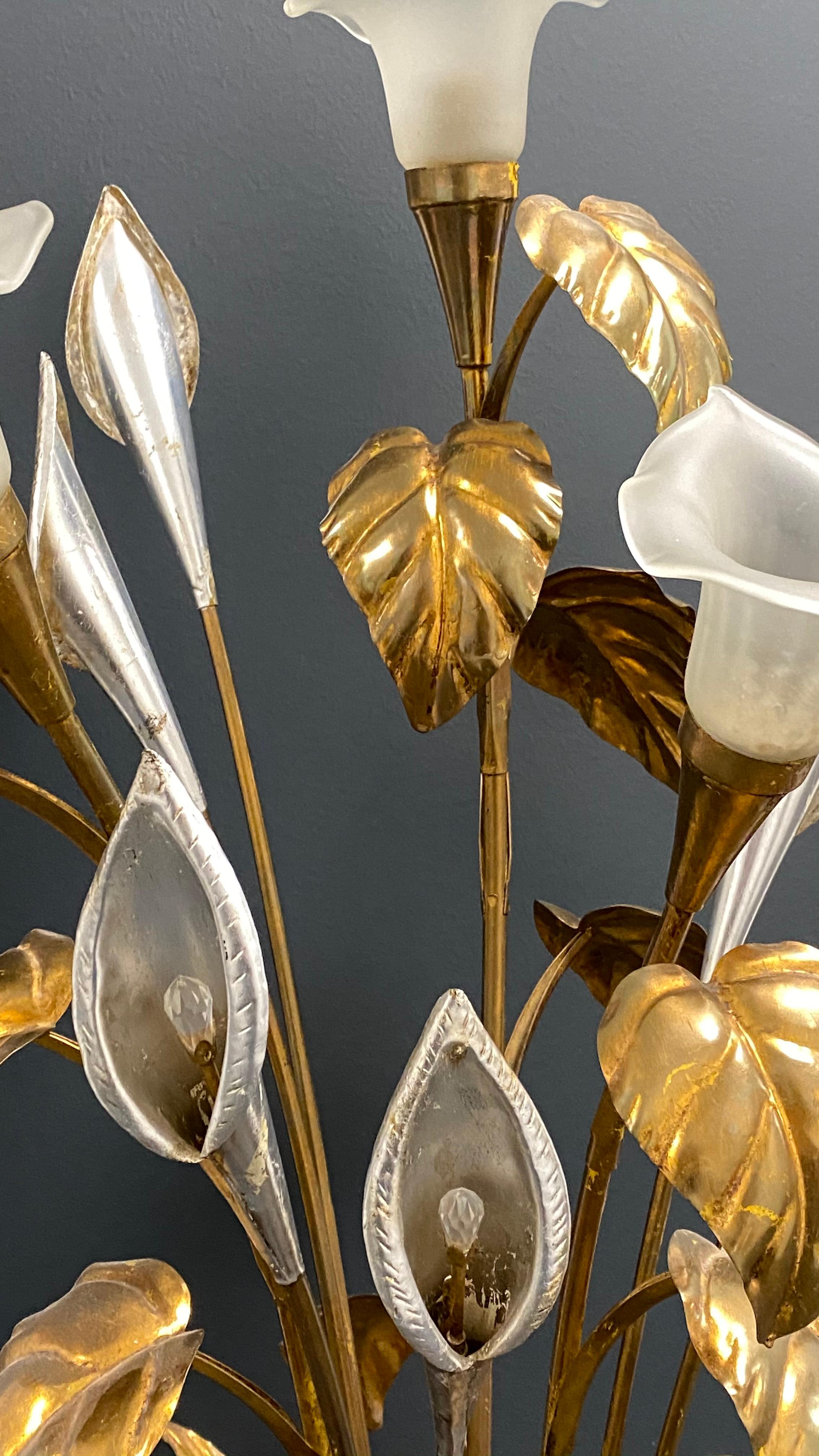 Gilded and Silver Flower Bunch Floral Floor Lamp by Hans Koegl, Germany, 1970s For Sale 5